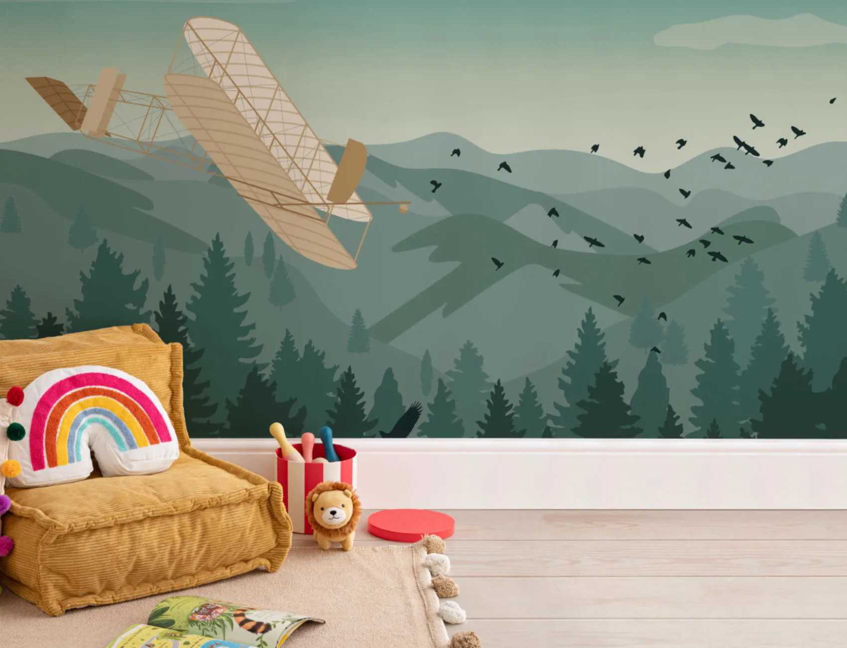 Wrights Brothers Vintage Plane Wallpaper Mural