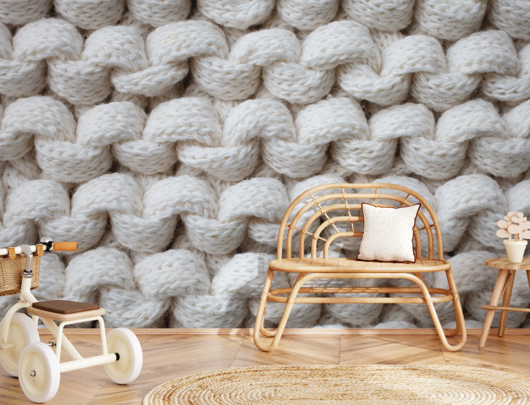 Hvid Chunky Knit tapet vægmaleri