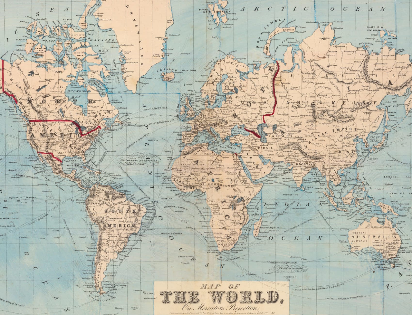 Mapa do Mundo Azul Vintage Papel de Parede Mural