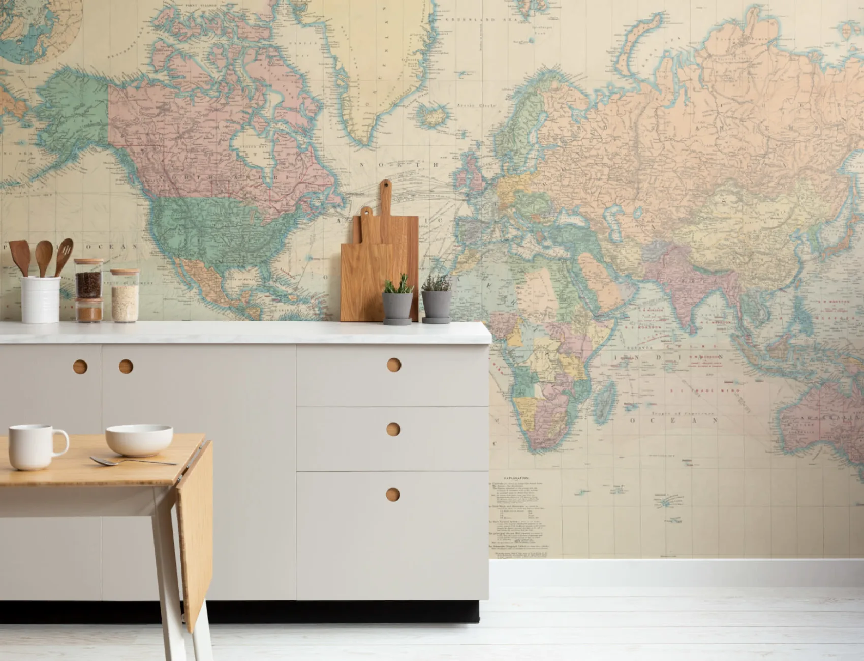 Mapa do mundo de projeção de Mercator Papel de parede Mural