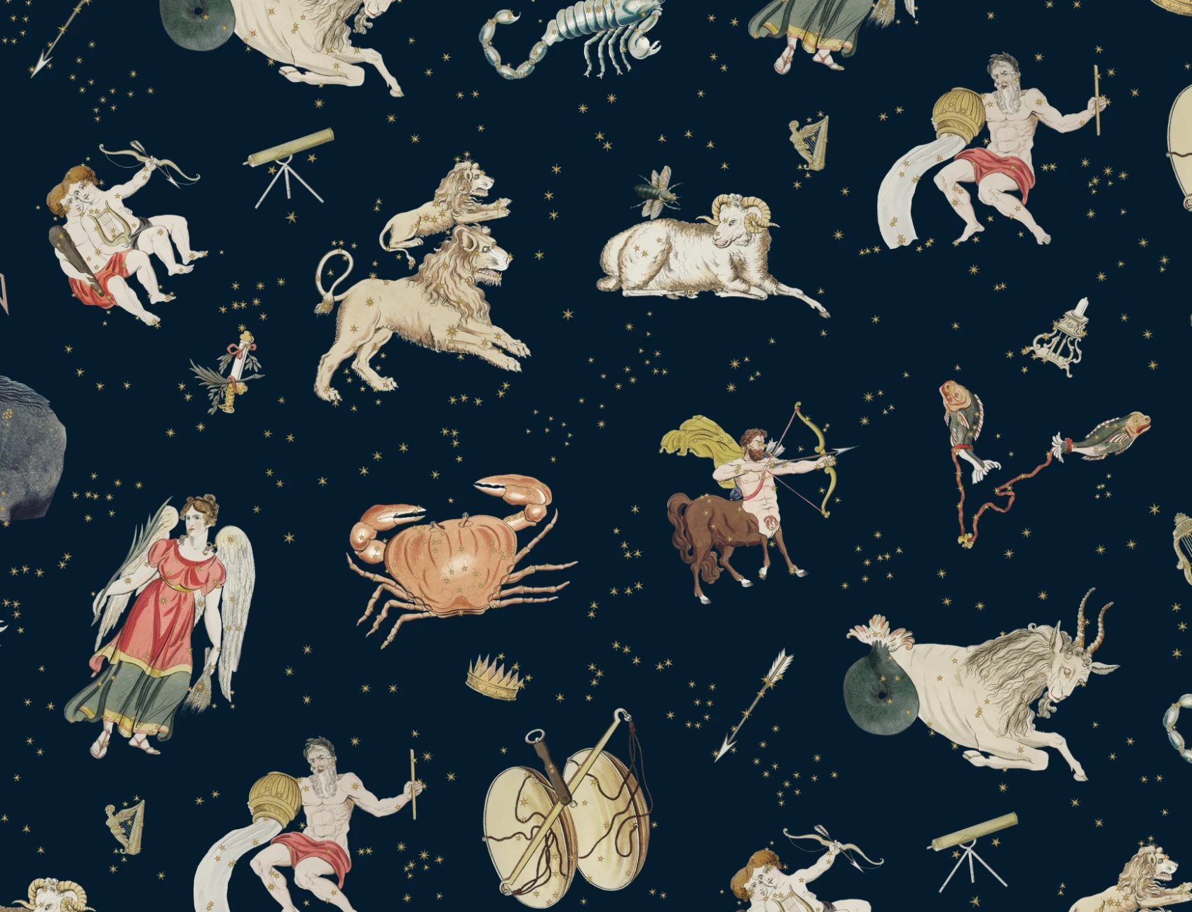 Carta da parati sui segni zodiacali illustrata del blu