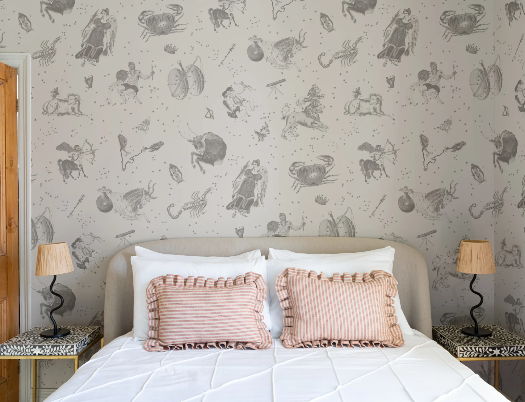 Gray Illustrated Astrological Star Signs Mural