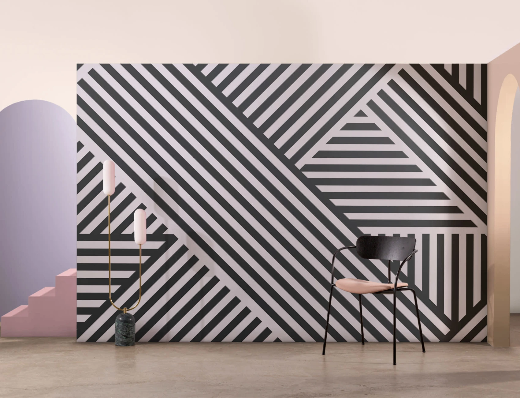Divert Striped Geometric Wallpaper Mural