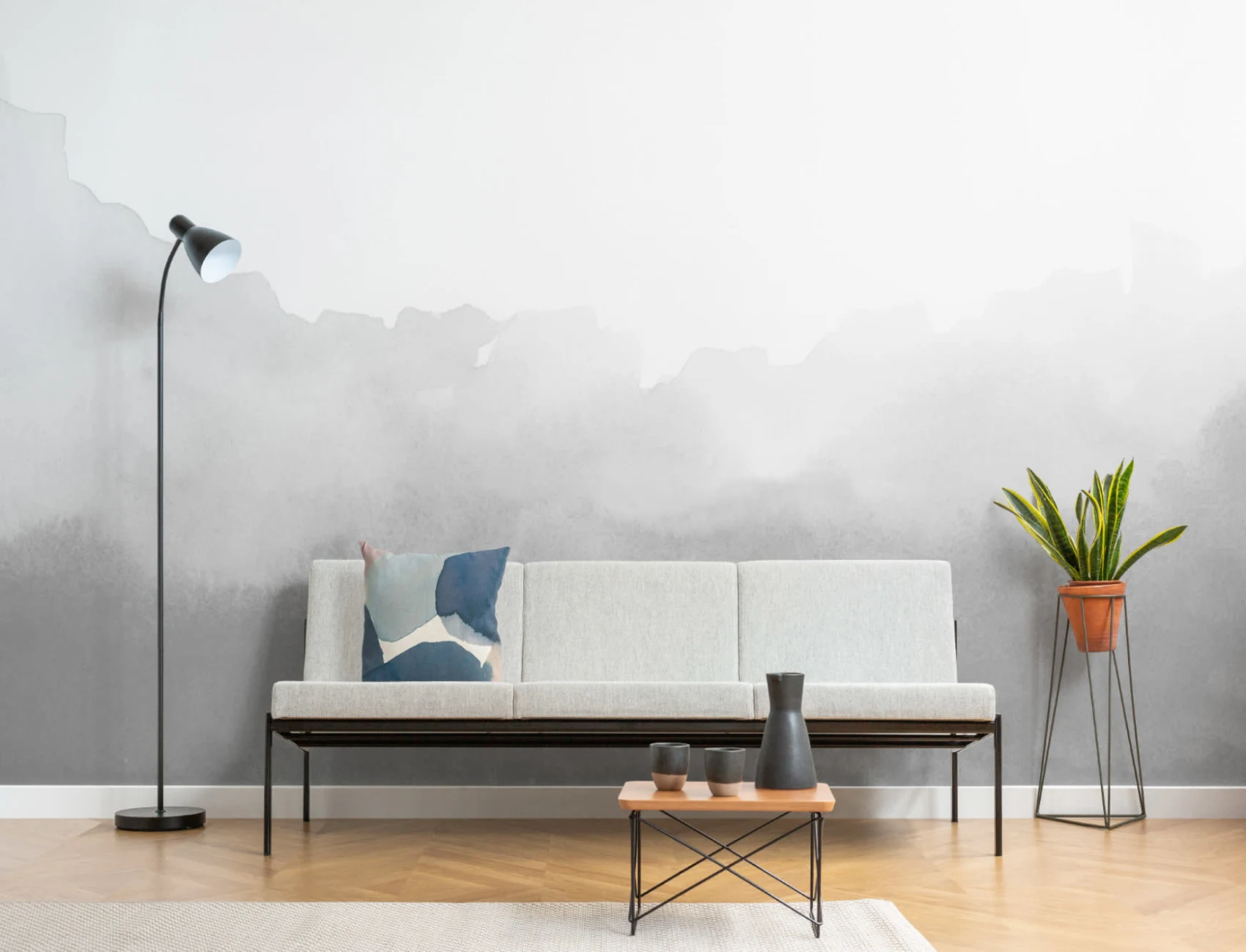 Gray Blend Watercolor Wallpaper Mural