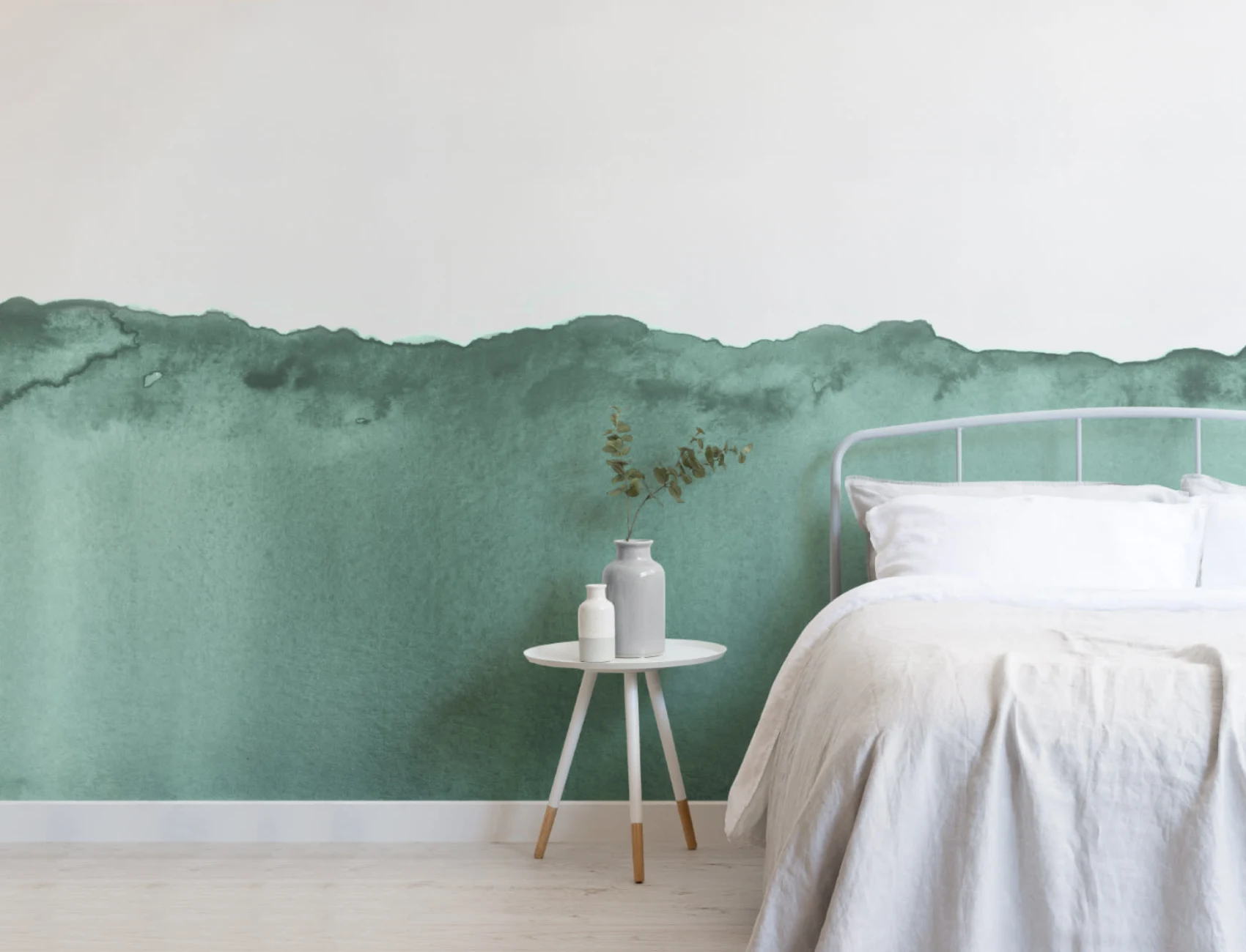 Mural de papel de parede em aguarela Green Wave
