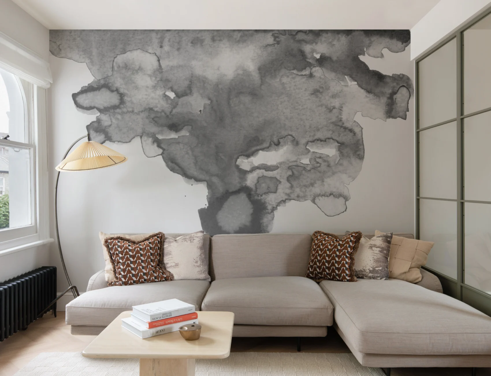 Soft Gray Watercolor Wallpaper Mural