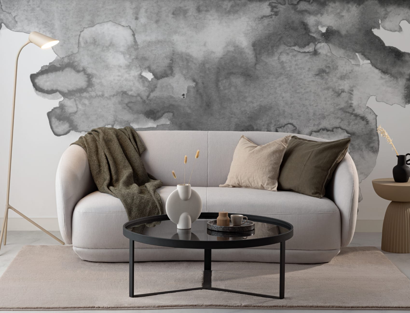 Soft Gray Watercolor Wallpaper Mural