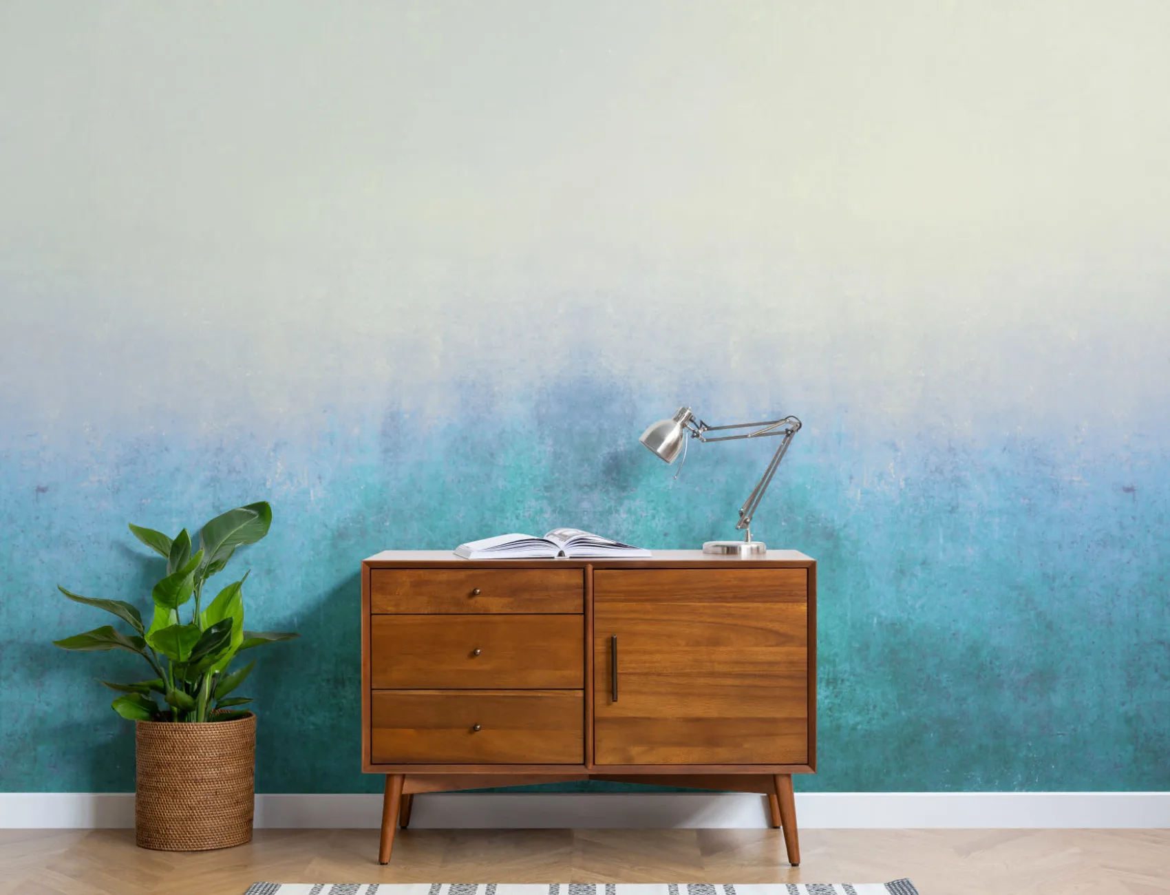 Blue Grunge Ombre Wallpaper Mural