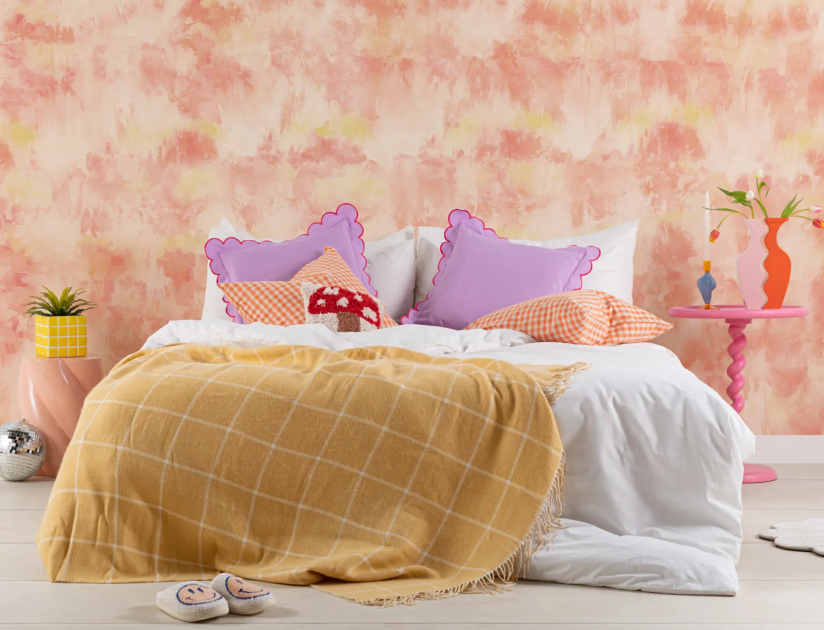 Cool Orange & Yellow Tie Dye Wallpaper Mural