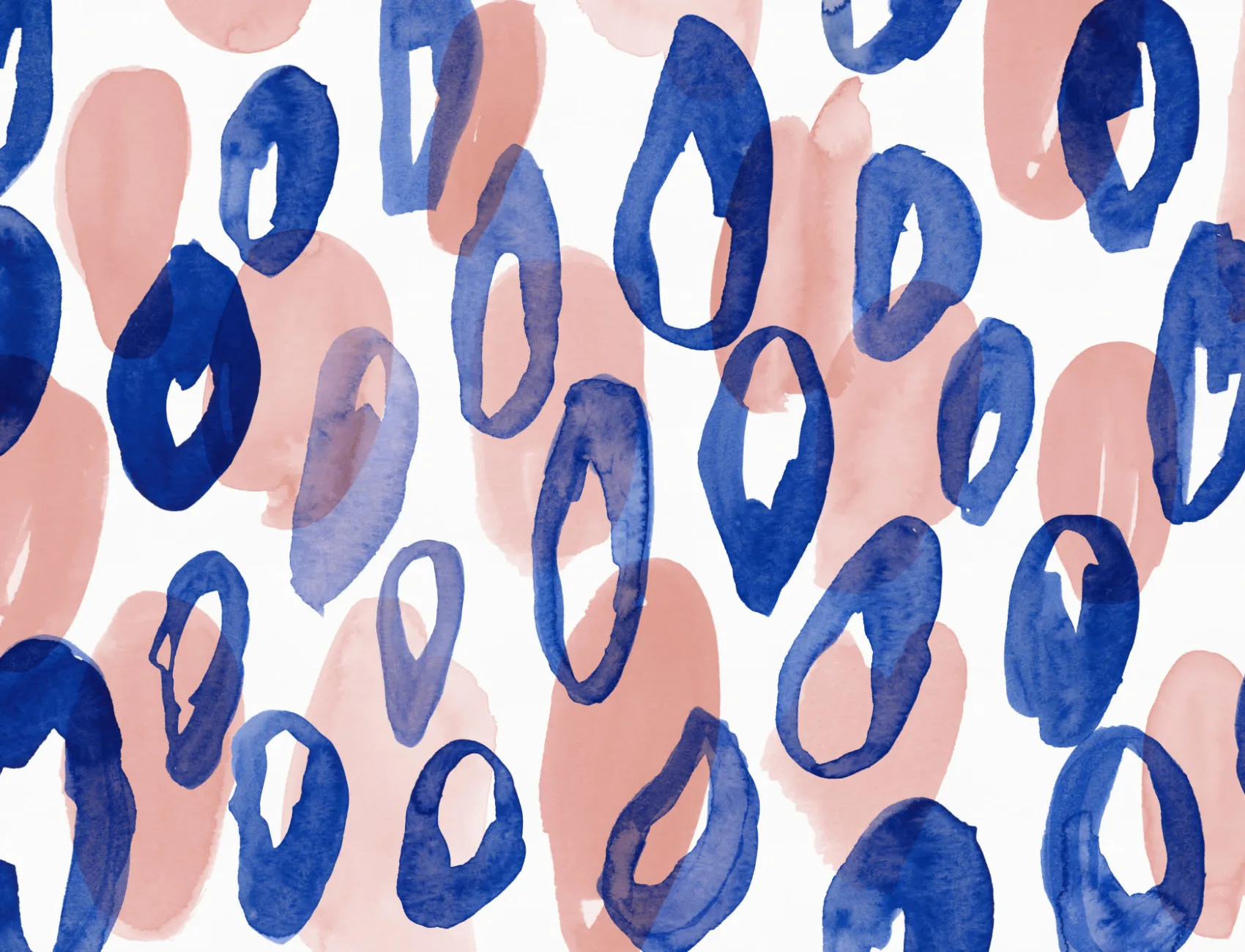 Blue & Peach Watercolor Leopard Print Wallpaper Mural