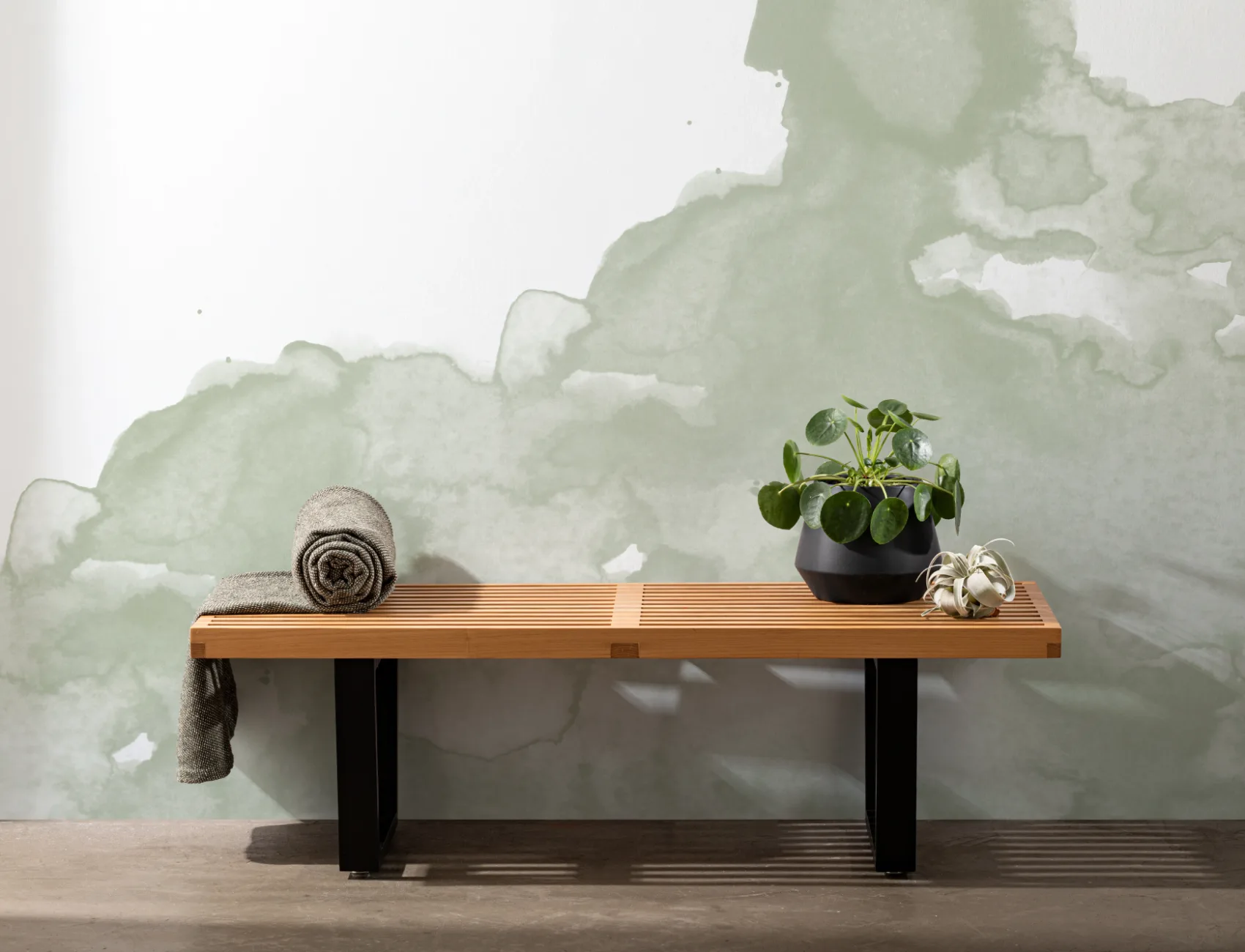 Sage Green Abstract Watercolor Wallpaper Mural