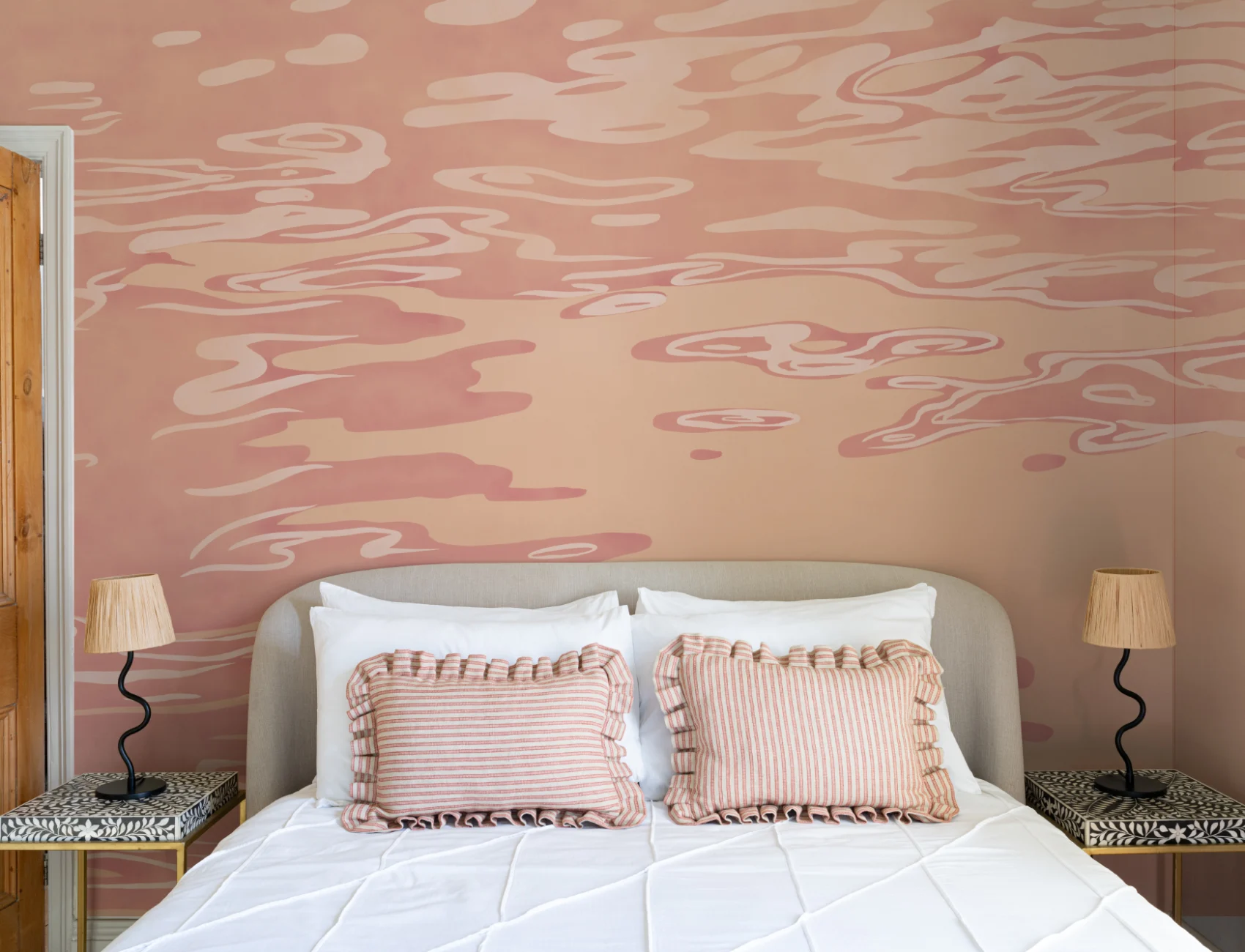 Peach Hand Painted Water Rippling Effect Mural