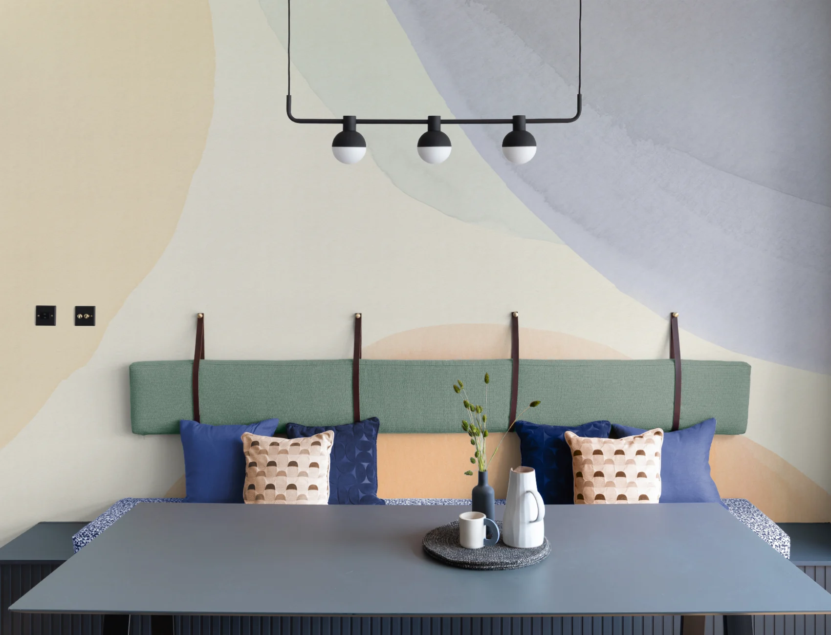 Bright Calming Acuarela Formas Mural Abstracto