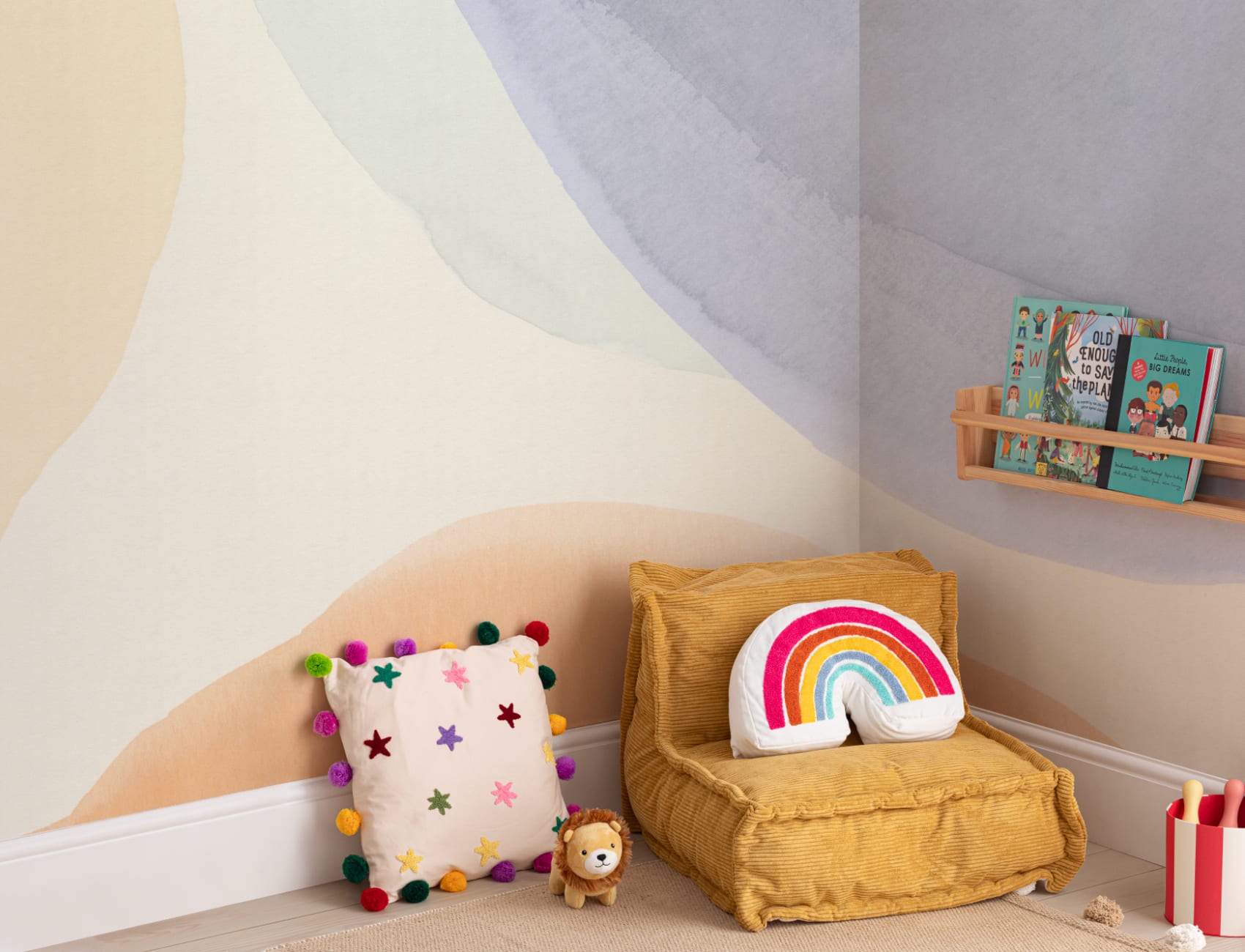 Bright Calming Acuarela Formas Mural Abstracto