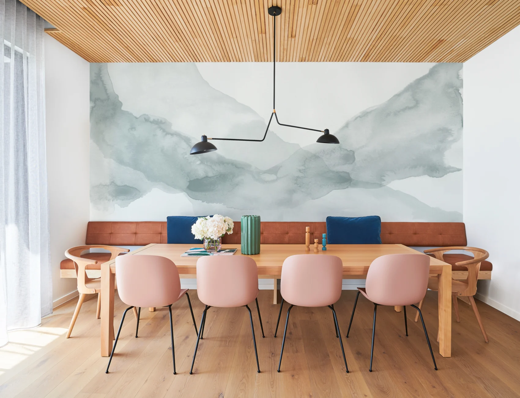 Blue Rippling Abstract Watercolor Mural
