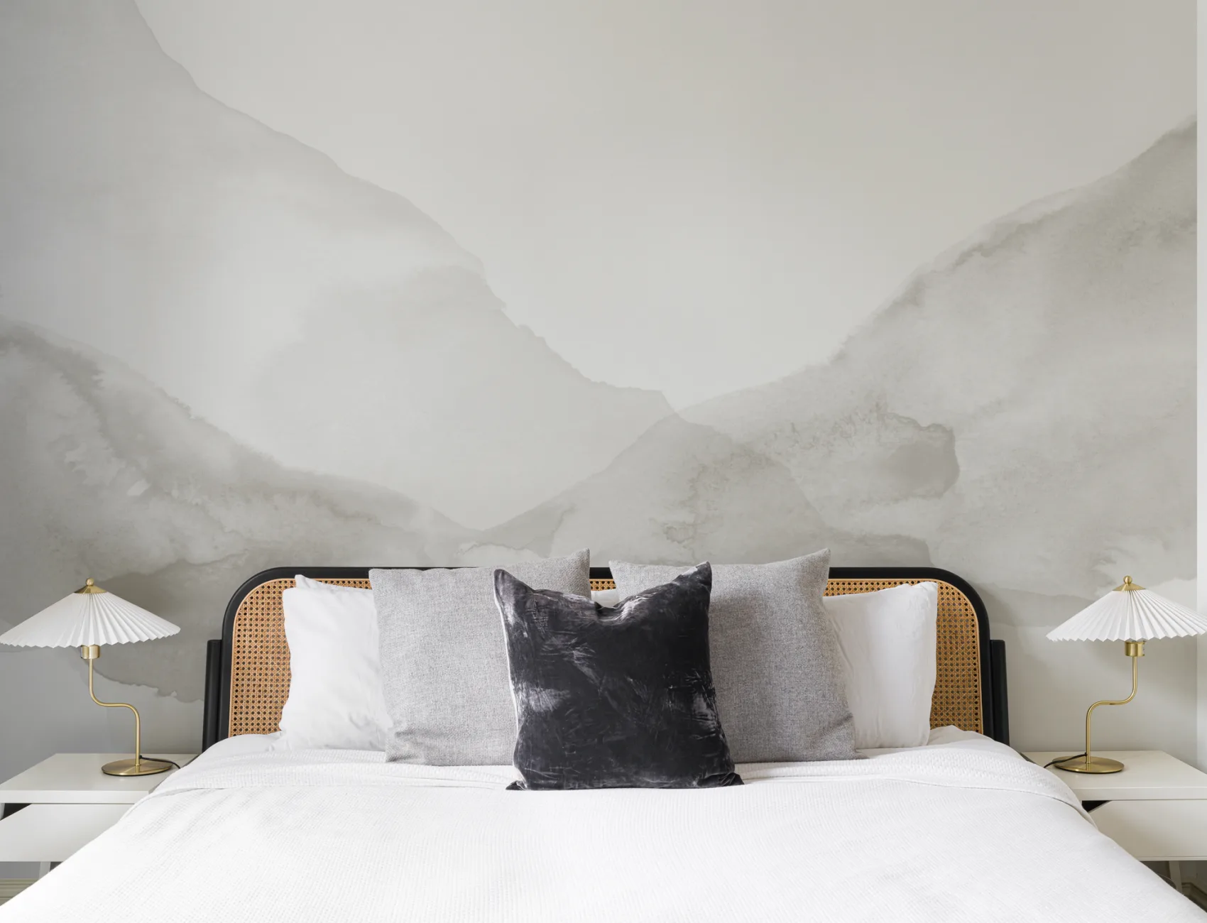 Beige Rippling Abstract Watercolor Mural