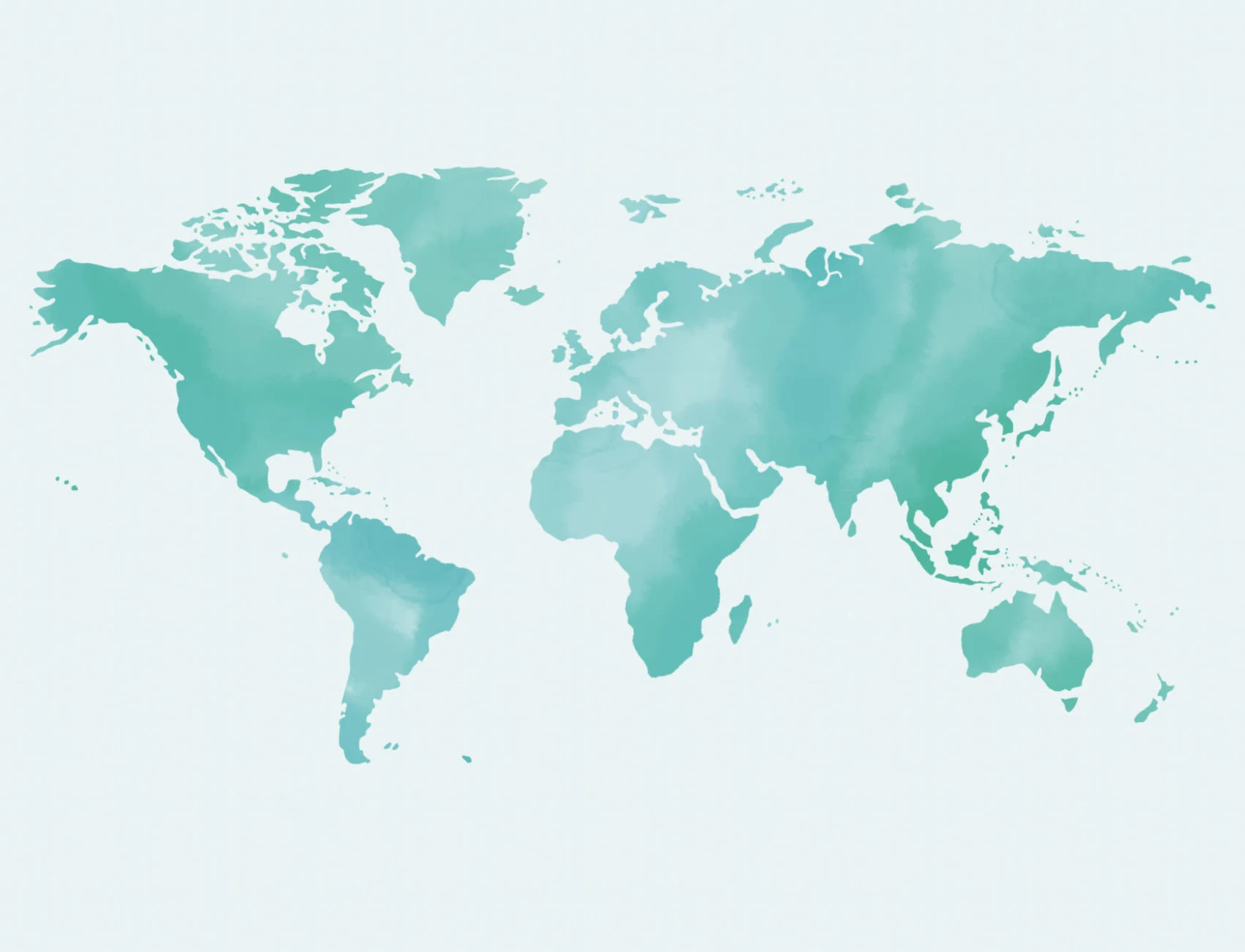 Turquoise Abstract Watercolour World Map Wallpaper Mural