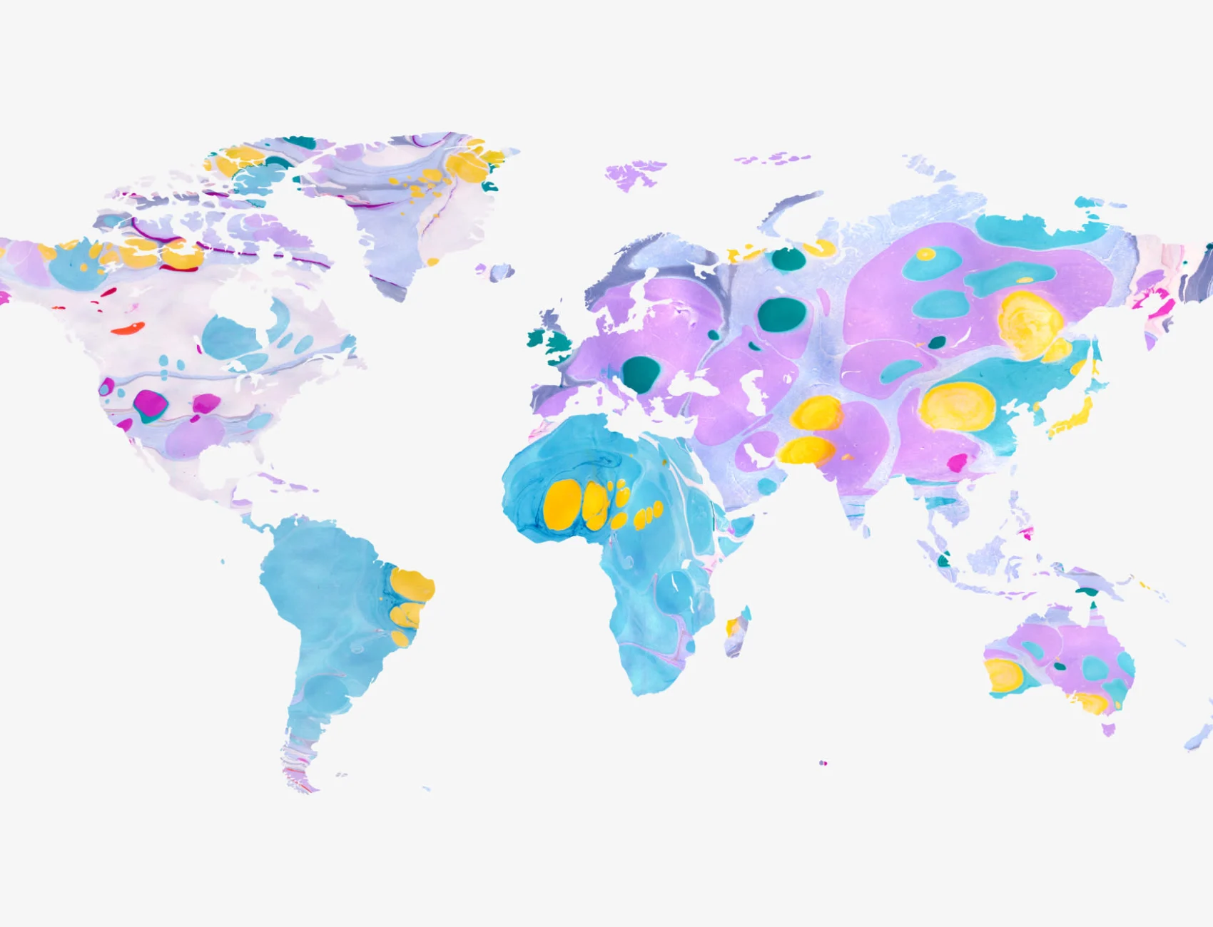 Multi-Coloured Marble World Map Wallpaper Mural