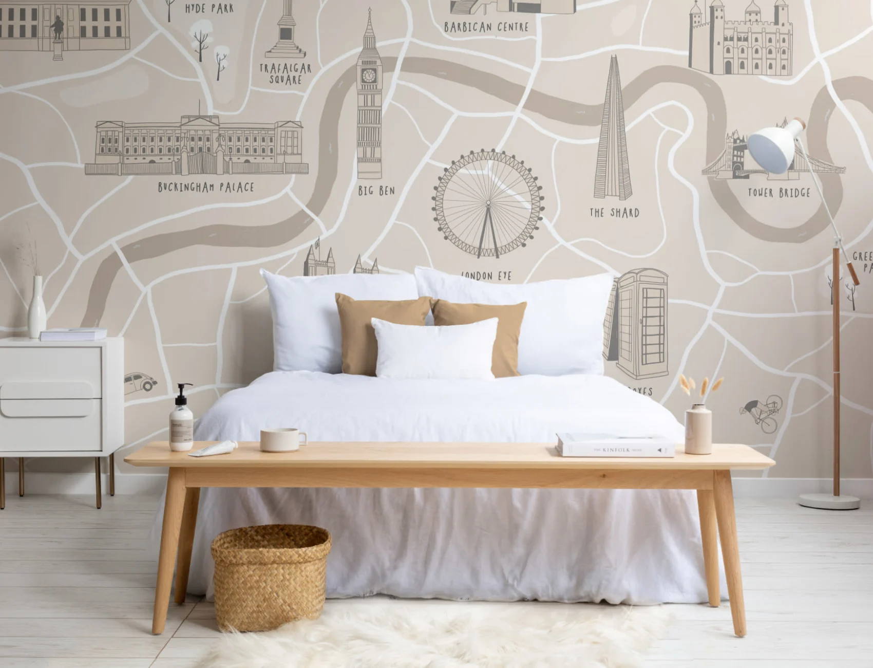 Londra City Street Map ilustrate repere Wallpaper Mural