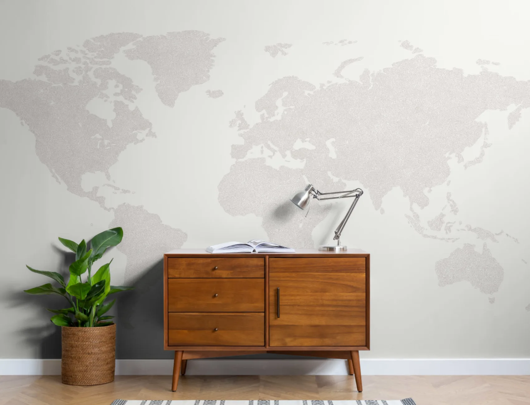 Grey Abstract World Map Wallpaper Mural