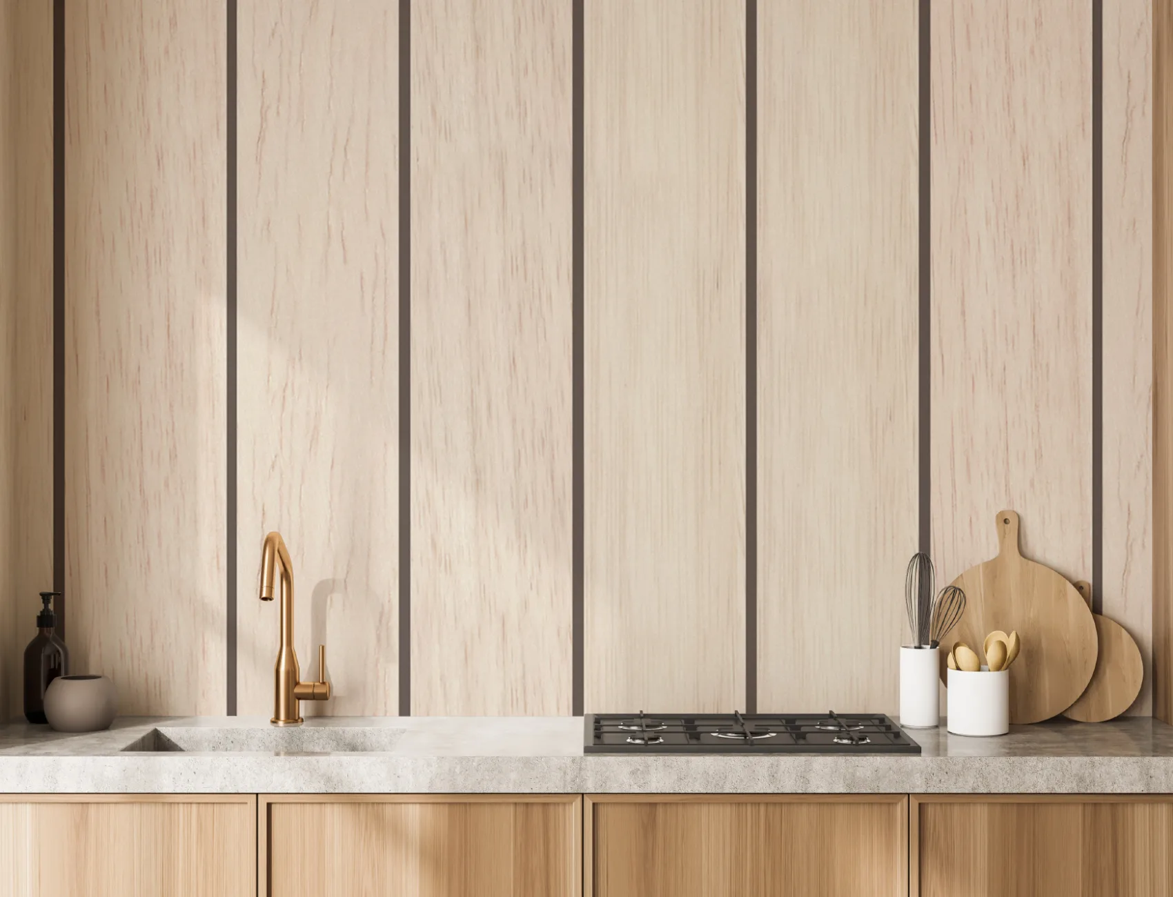 Contemporary Wooden Cladding Wallpaper Mural