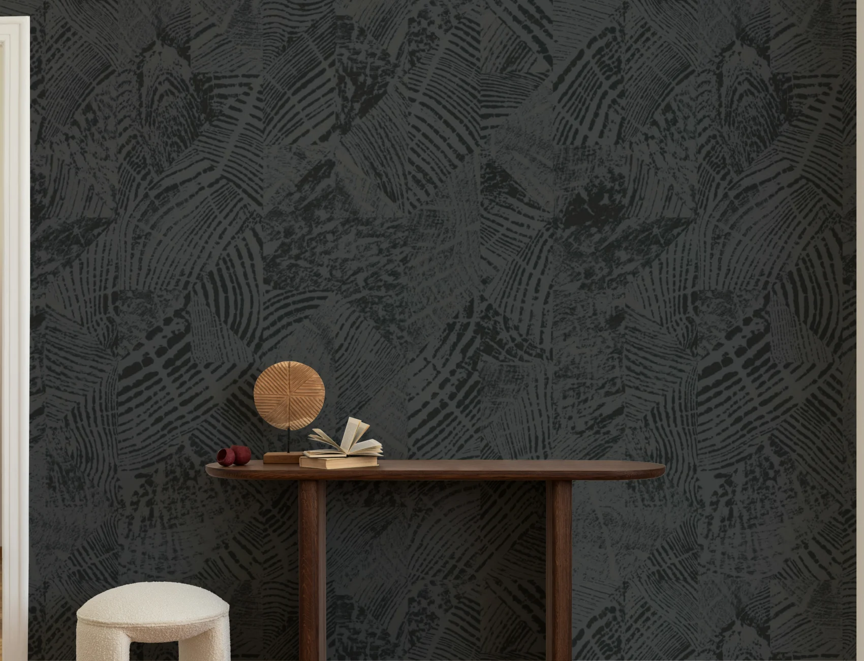 Gri închis și negru Wood Grain model tapet Mural