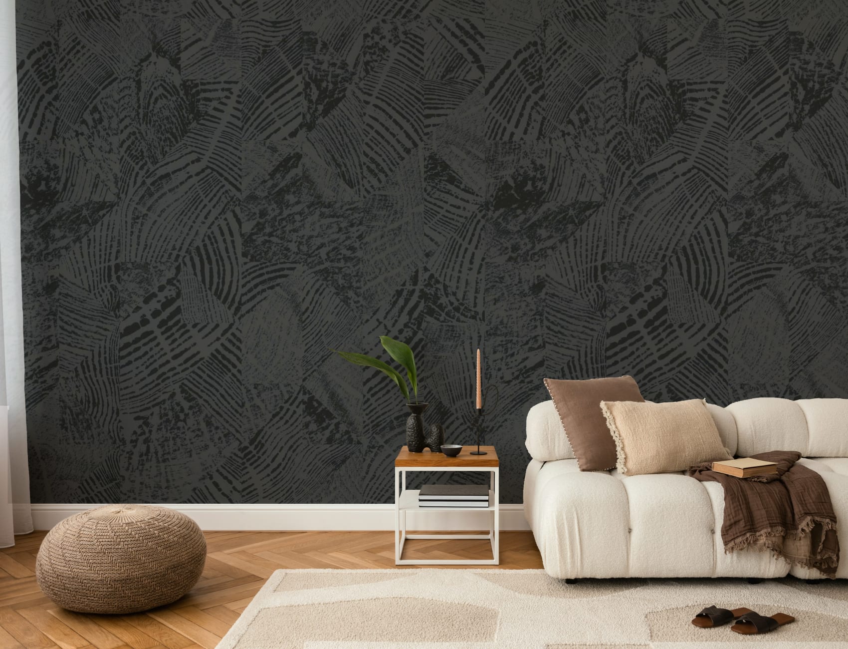 Gri închis și negru Wood Grain model tapet Mural