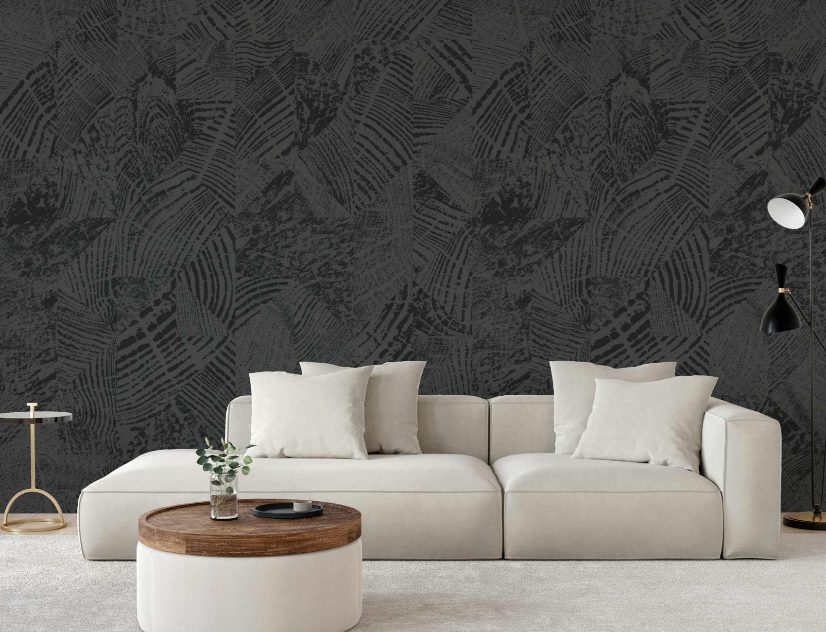 Gri închis și negru Wood Grain model tapet Mural