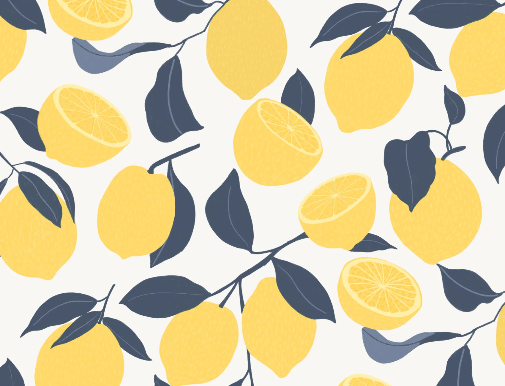 Yellow Lemon Modern Repeat Pattern Wallpaper