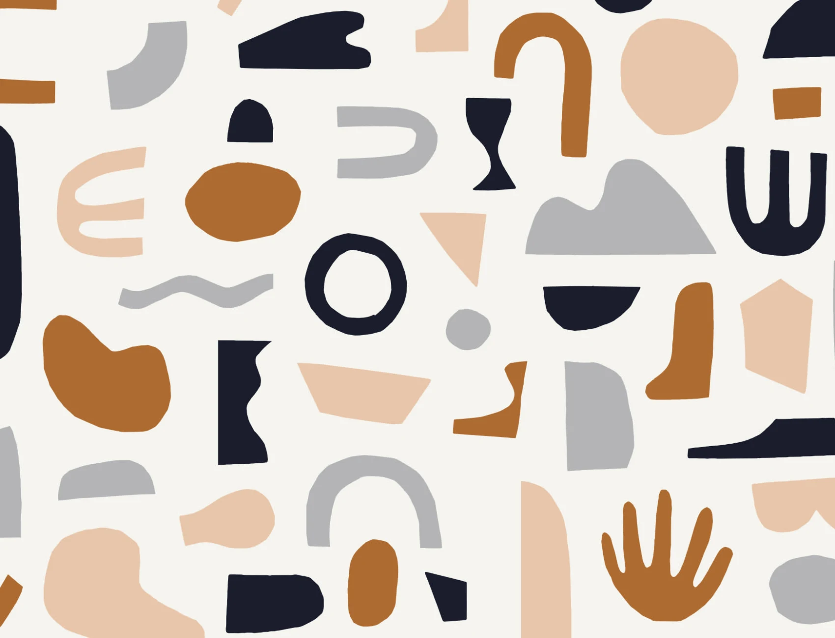Navy & Neutral Abstract Shapes Wallpaper Mural