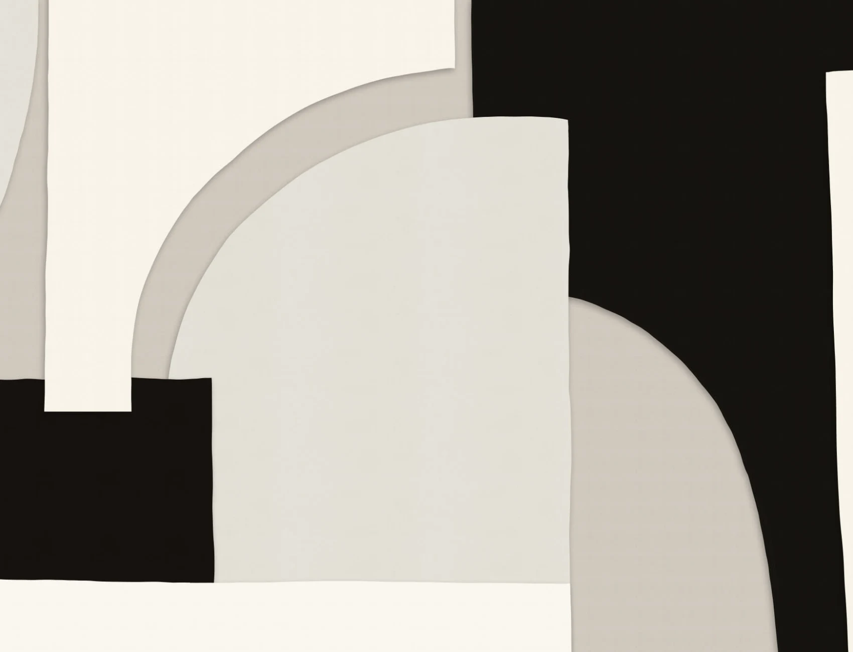Black and Beige Abstract Shapes Wallpaper Mural