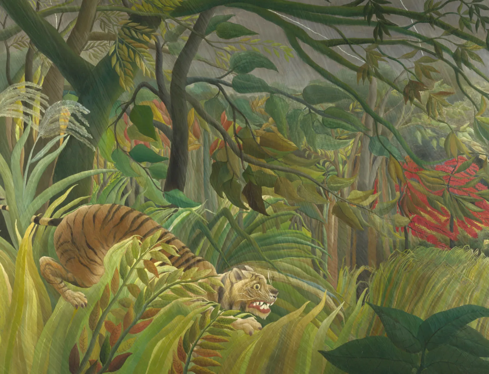 Tiger in a Tropical Storm by Rousseau Wallpaper Mural