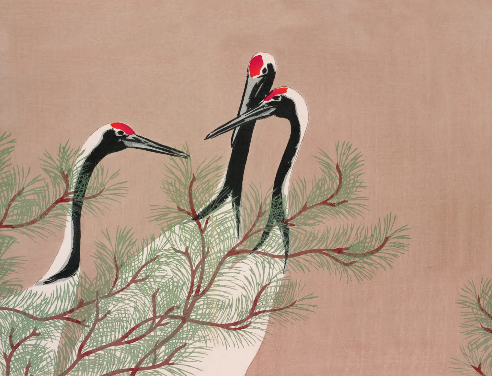 Cranes de Kamisaka Sekka Pictura japoneză Wallpaper Mural
