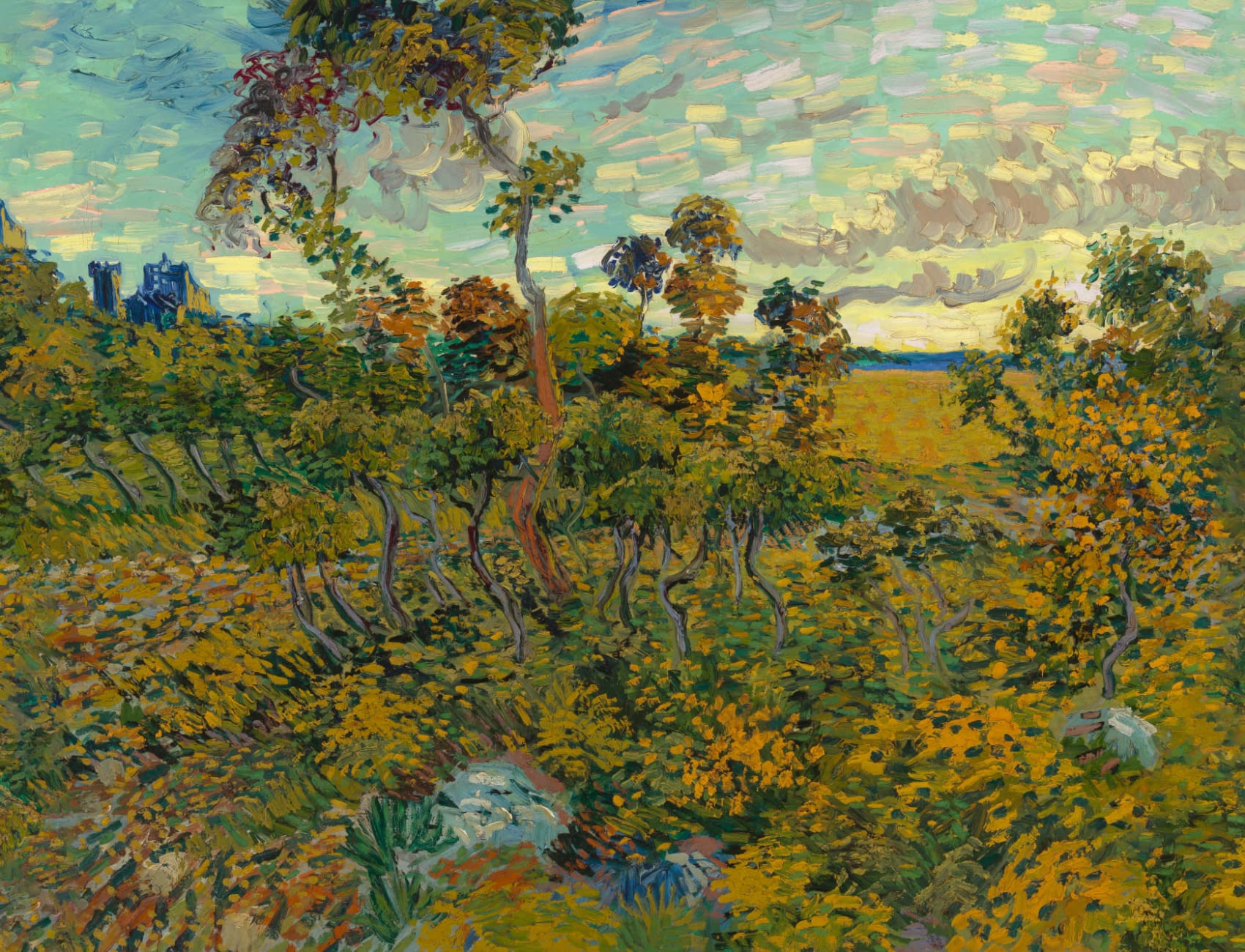 Pôr do sol em Montmajour por Vincent Van Gogh Mural