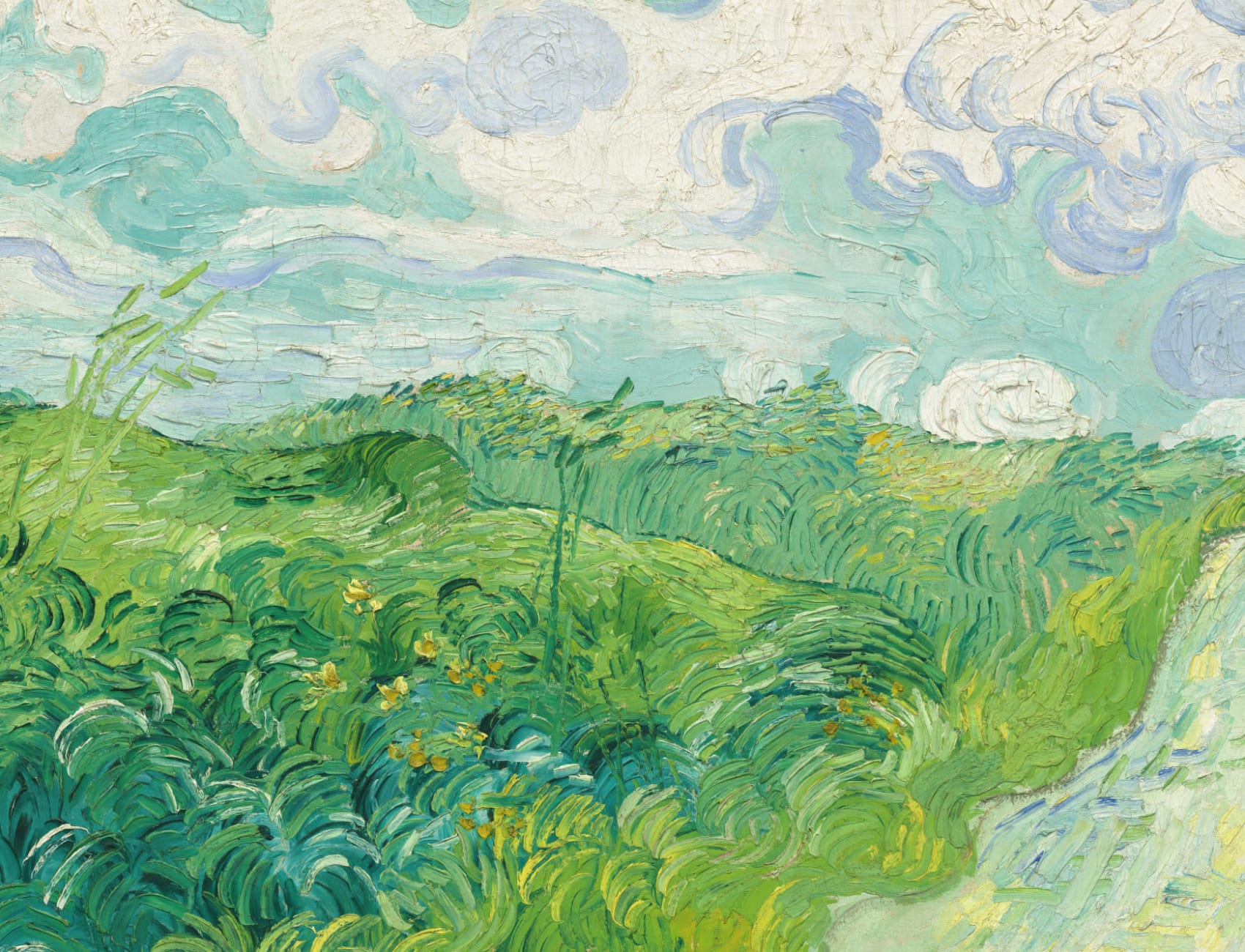 Grønne hvedemarker af Vincent van Gogh Fototapet