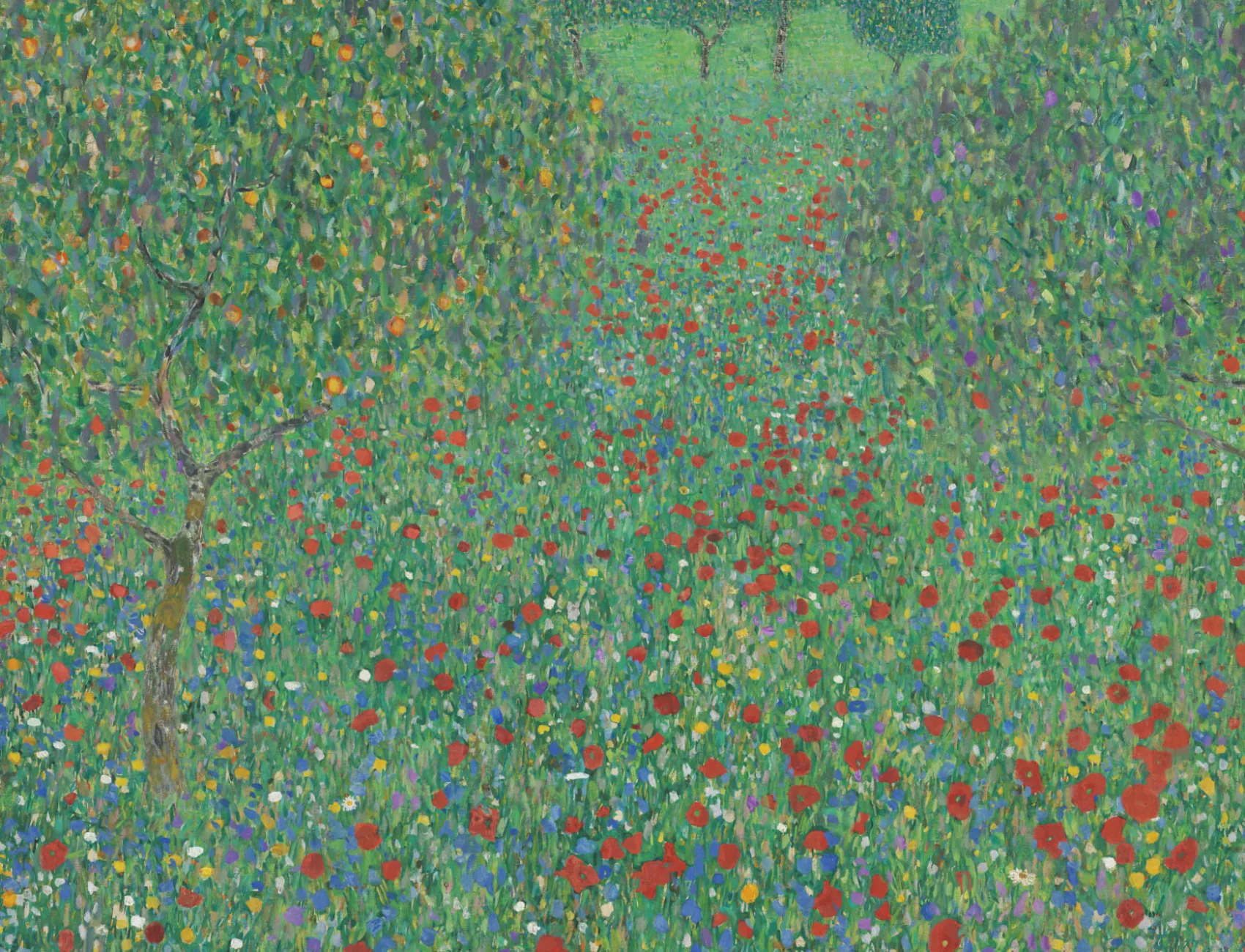 Flowering Poppies by Gustav Klimt Wall Mural