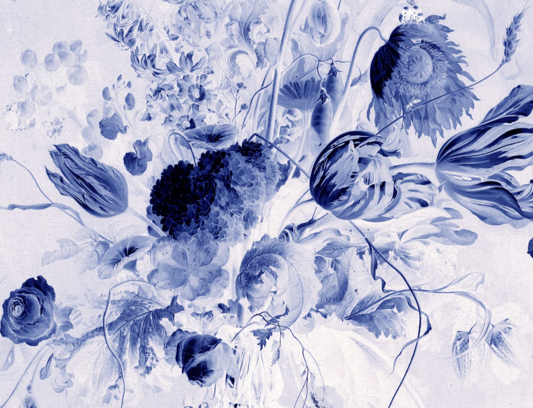 Albastru Delft de Heem Floral Wallpaper Mural