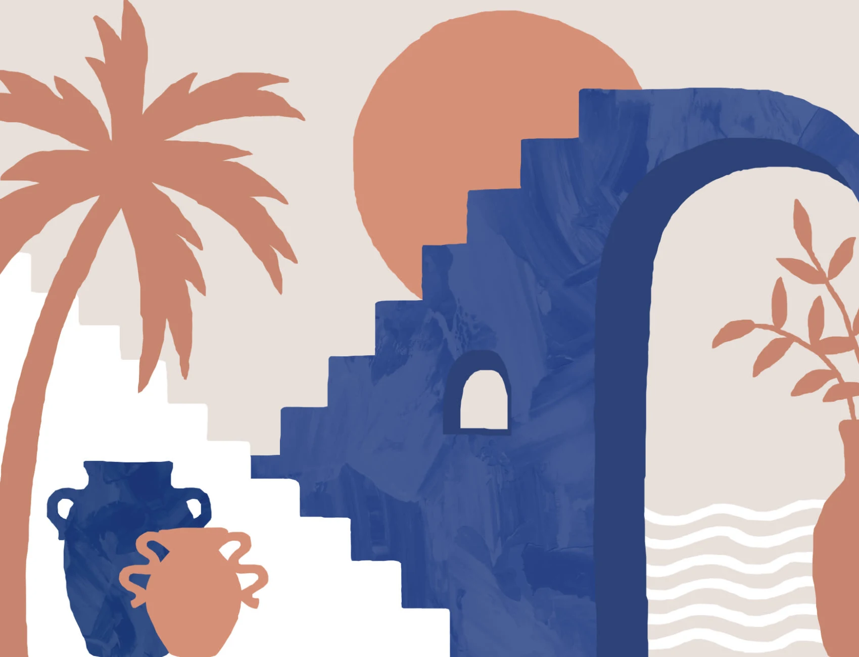 Minimalist Mediterranean Landscape Wall Mural