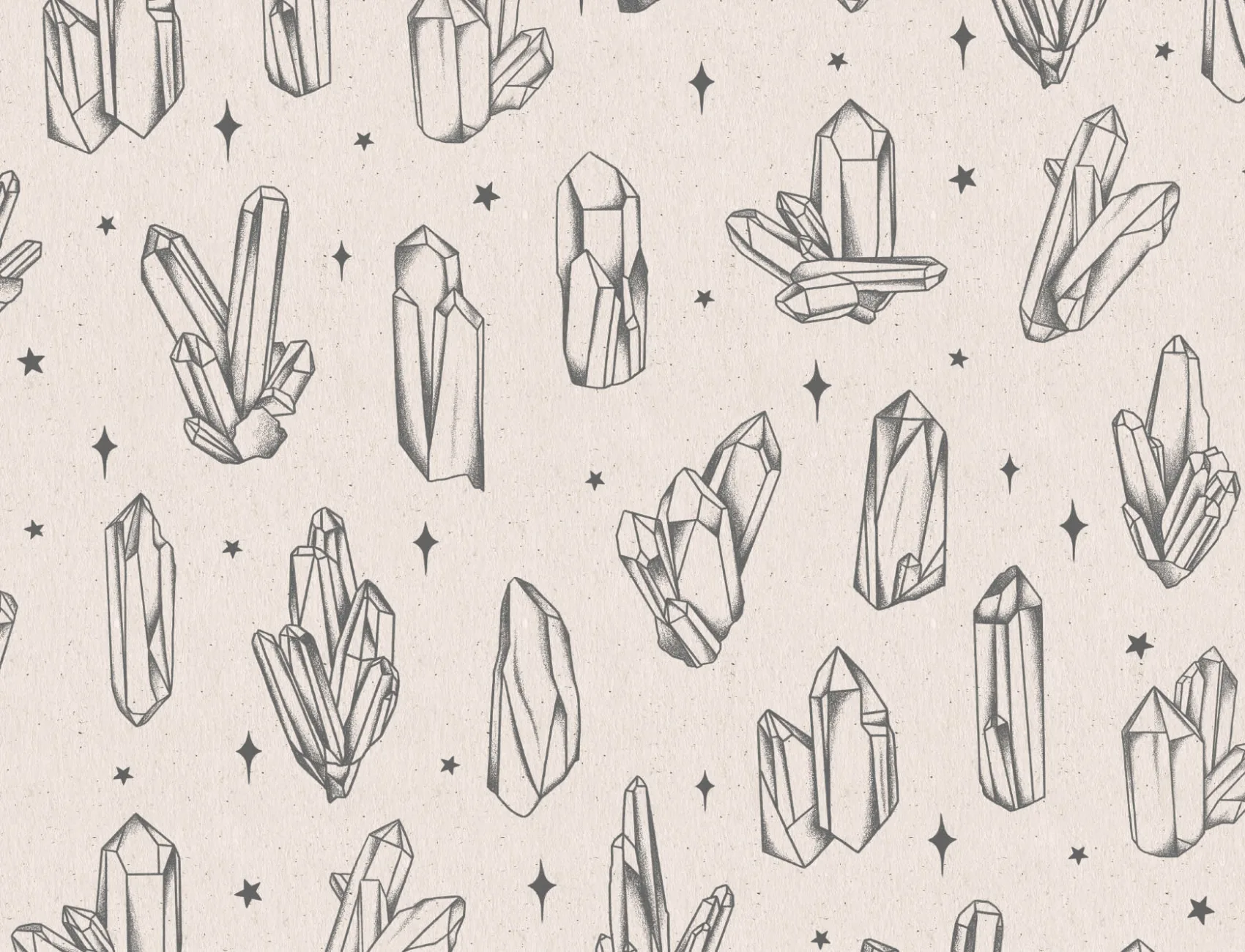 Black Illustrated Crystal & Star Pattern Wallpaper Mural