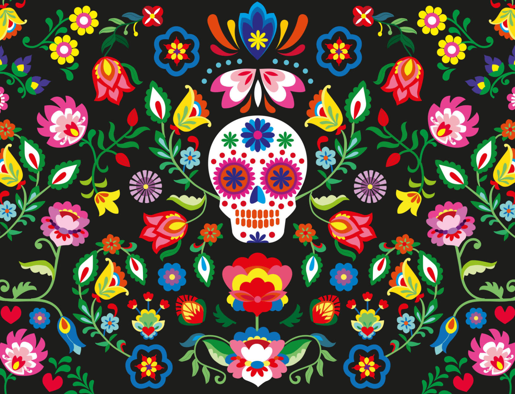 Mexicansk sukkerkranium blomster tapet vægmaleri