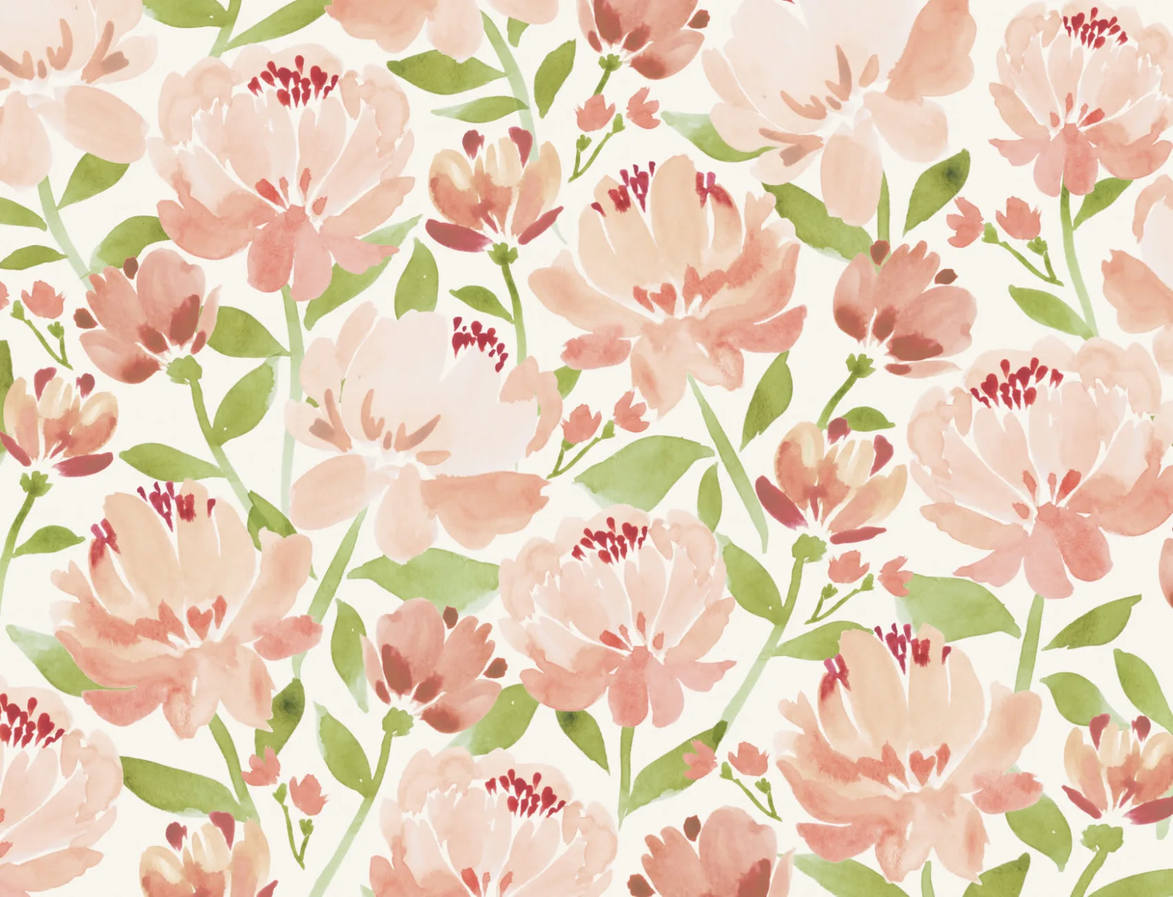 Målad akvarell Peonies fototapet