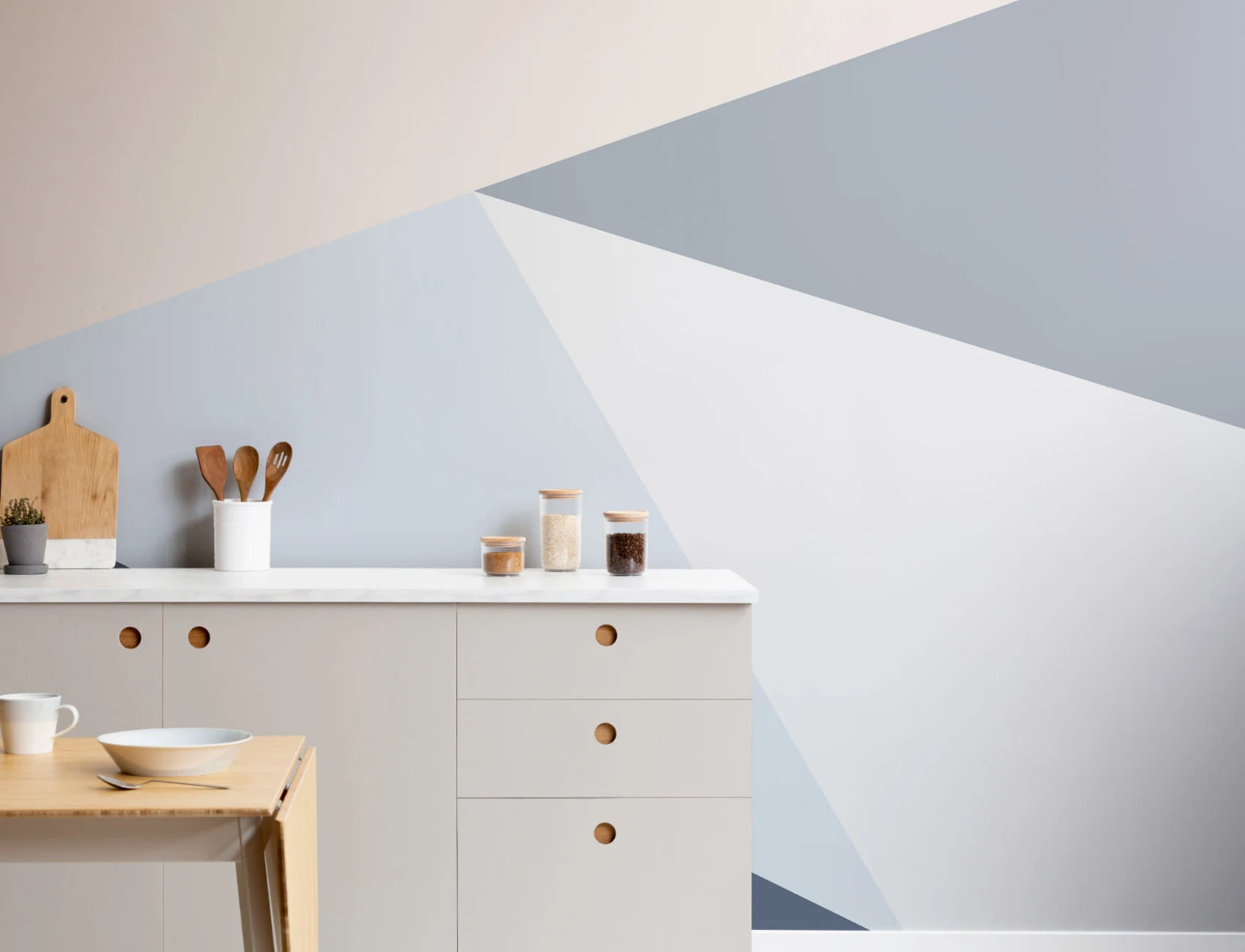 Blue Oversized Geometric Wallpaper Mural