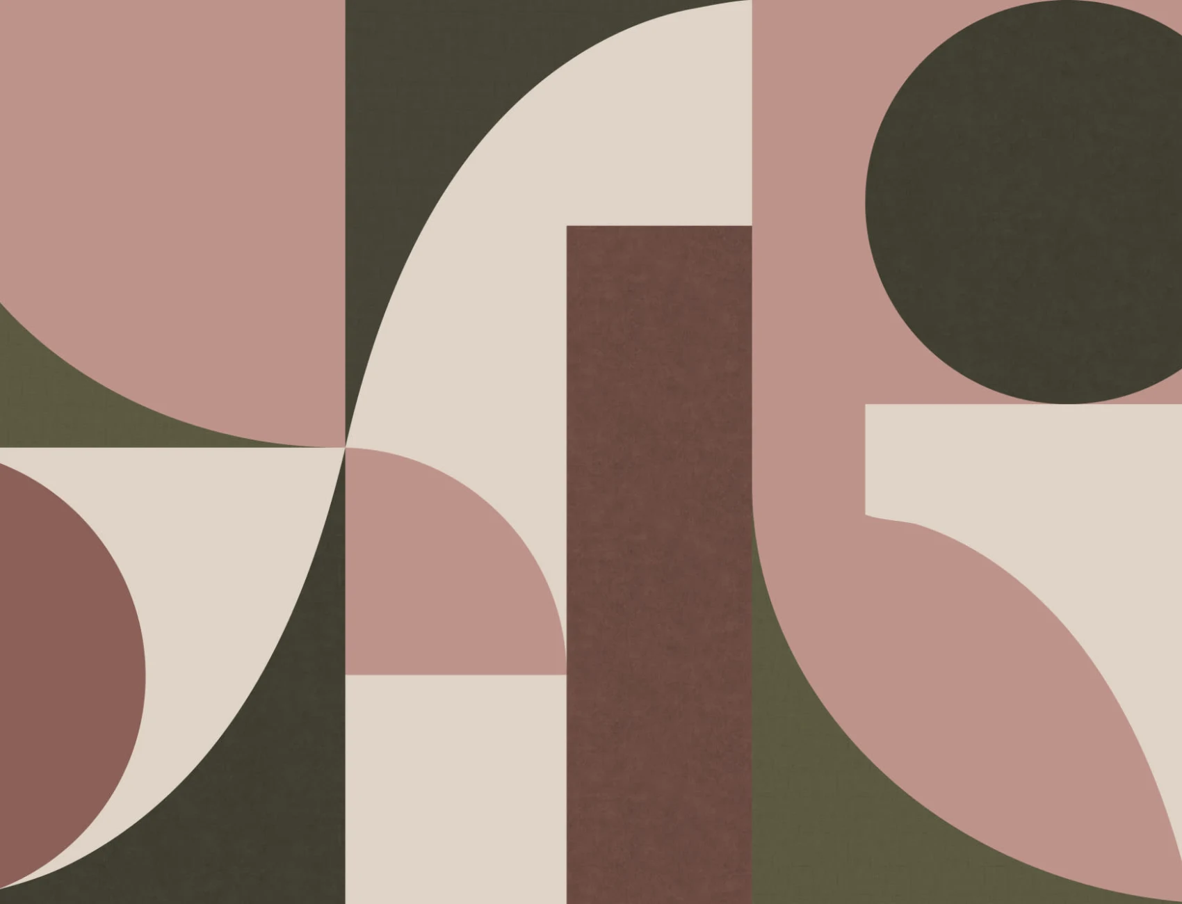 Dusty Pink Mid-Century Geometrinen kollaasi seinämaalauksen seinämaalaus