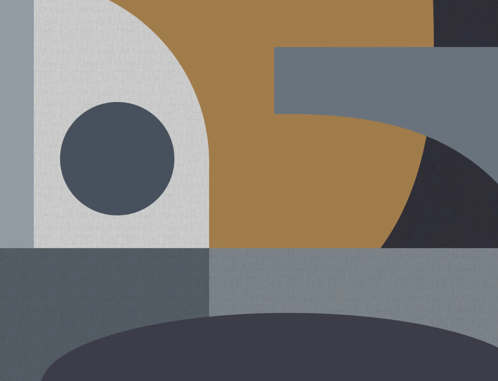 Blue & Mustard Mid-Century Geometric Collage Wall Mural