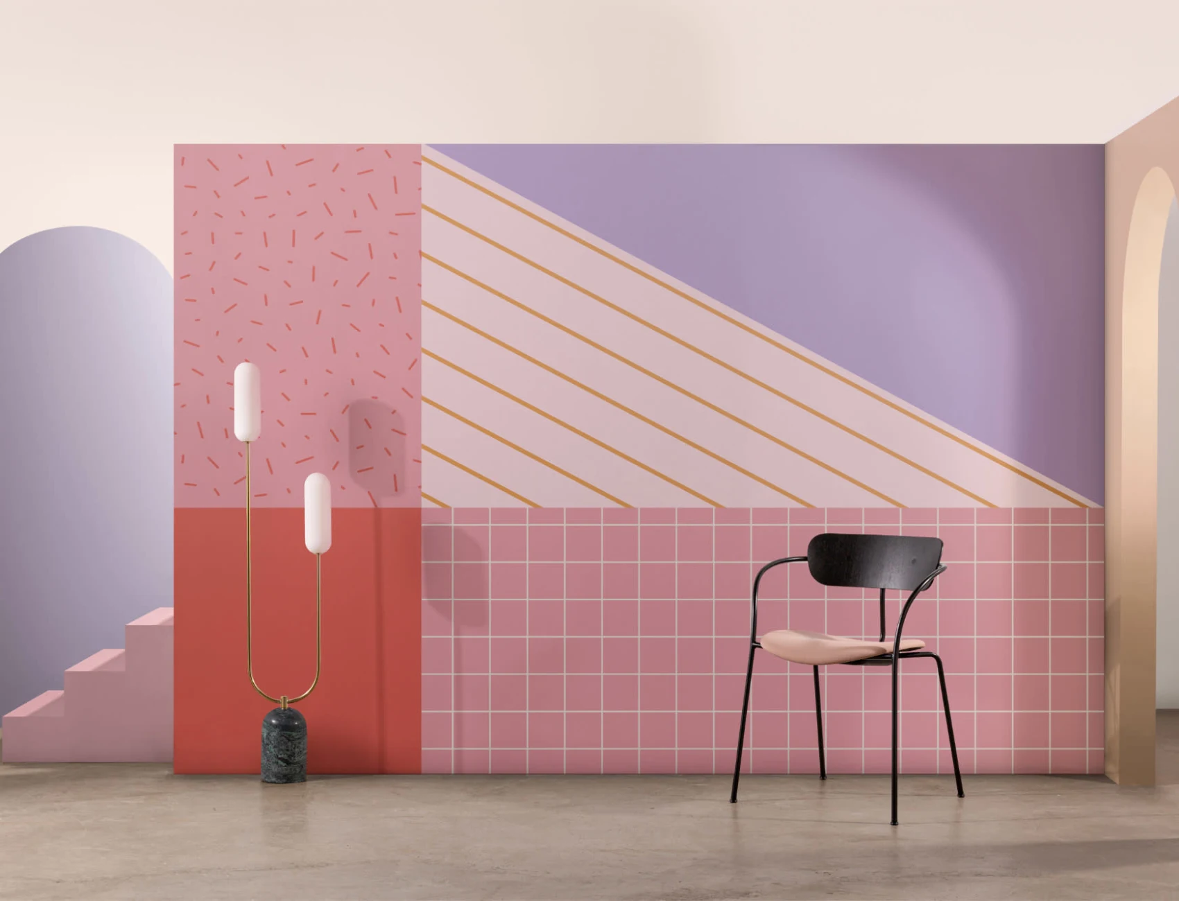 Fototapete Memphis-Style Geometrisch Pastellfarben