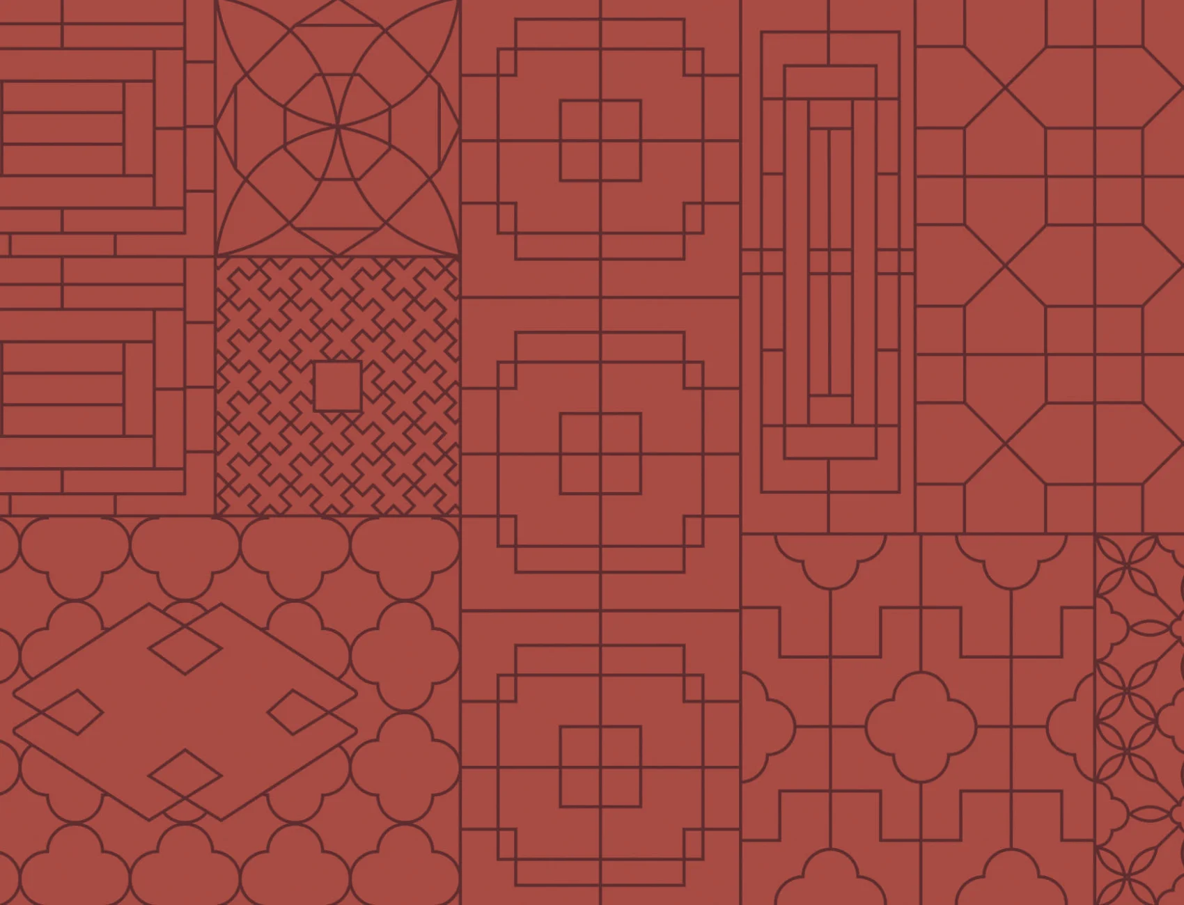 Chinese Style Red Geometric Wallpaper Mural