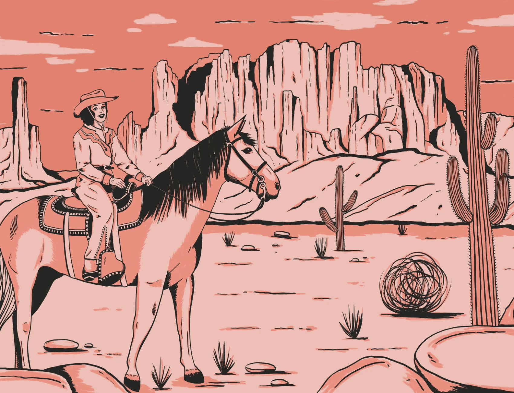 Wild West Cowgirl Horse Wallpaper Mural