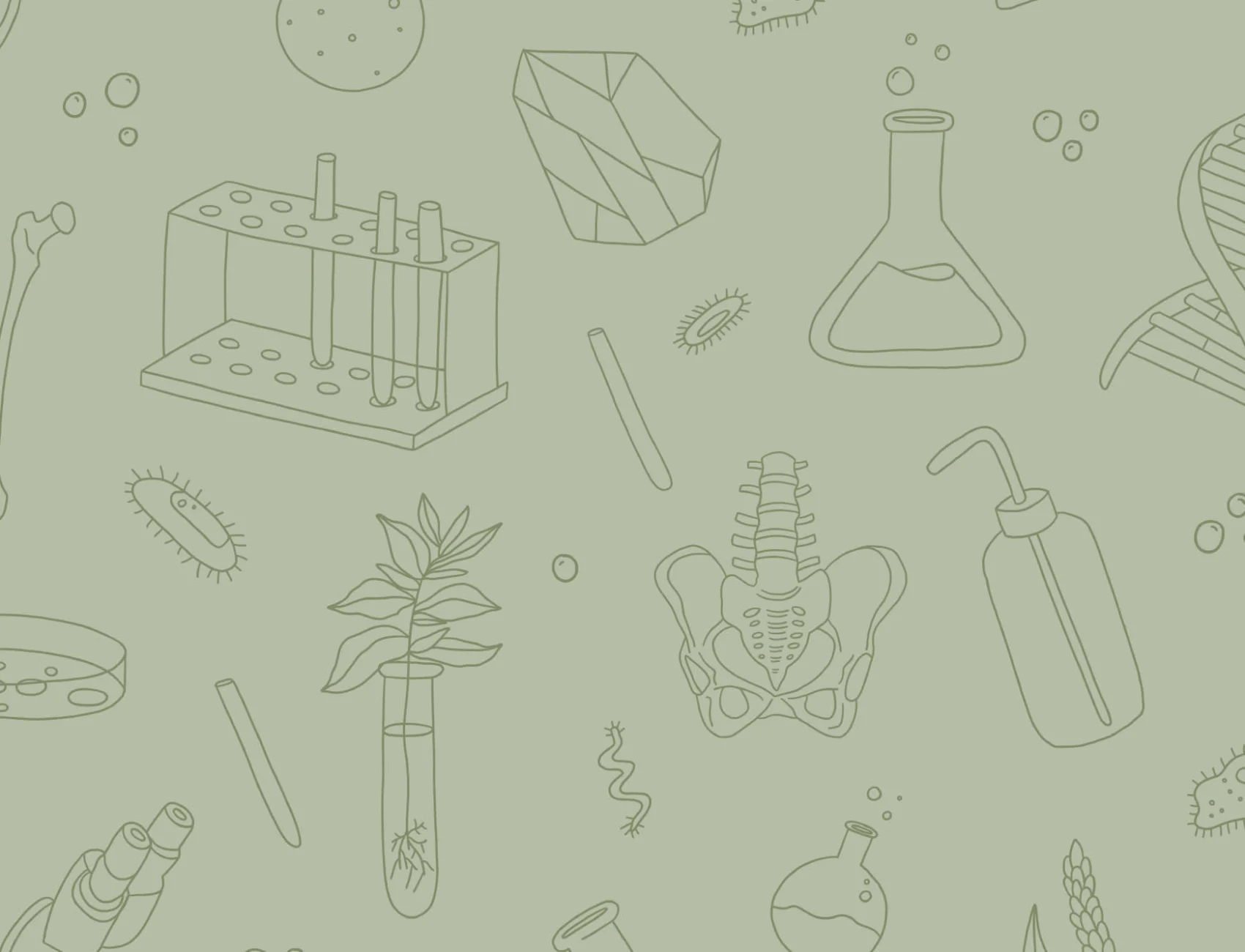 Vihreä biologia & kemia STEM Pattern kuvatapetti