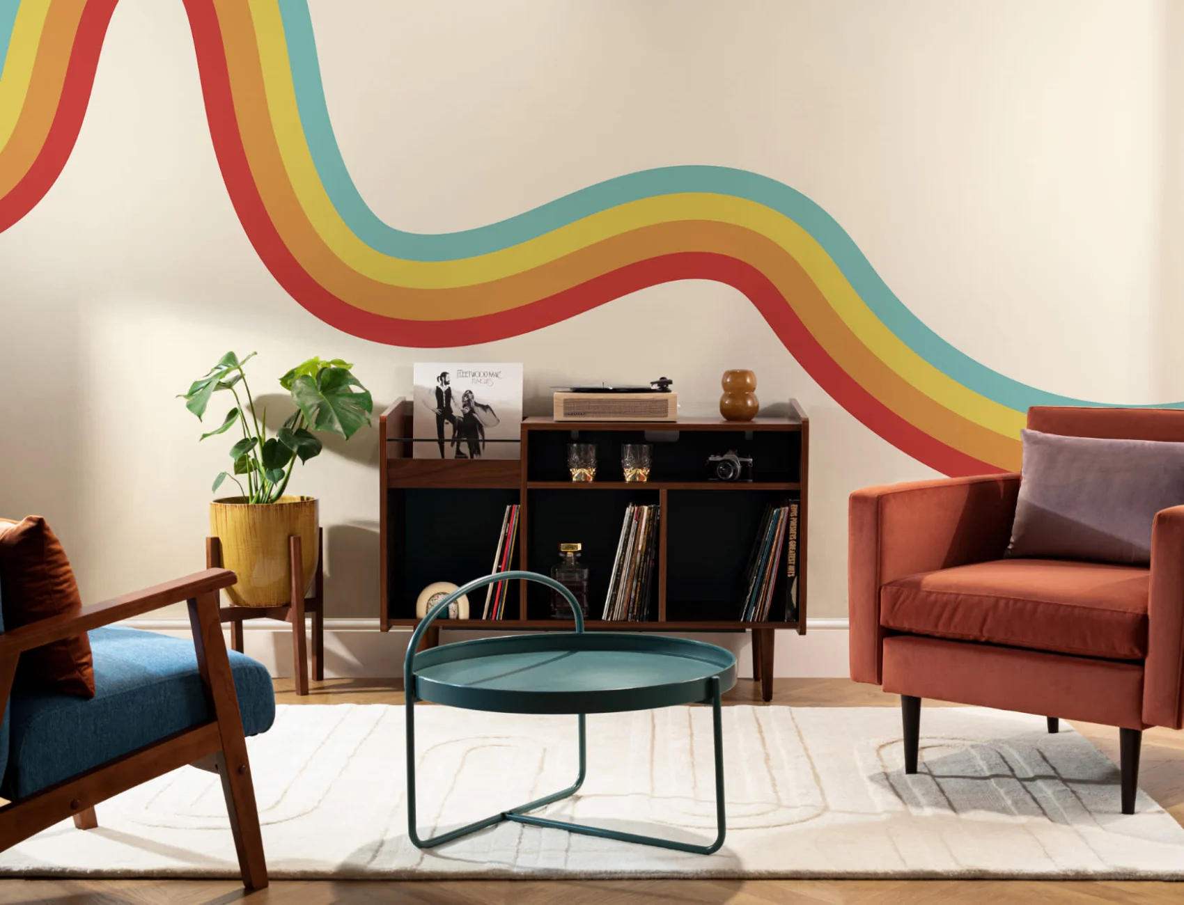 70s Retro Rainbow Wallpaper Mural