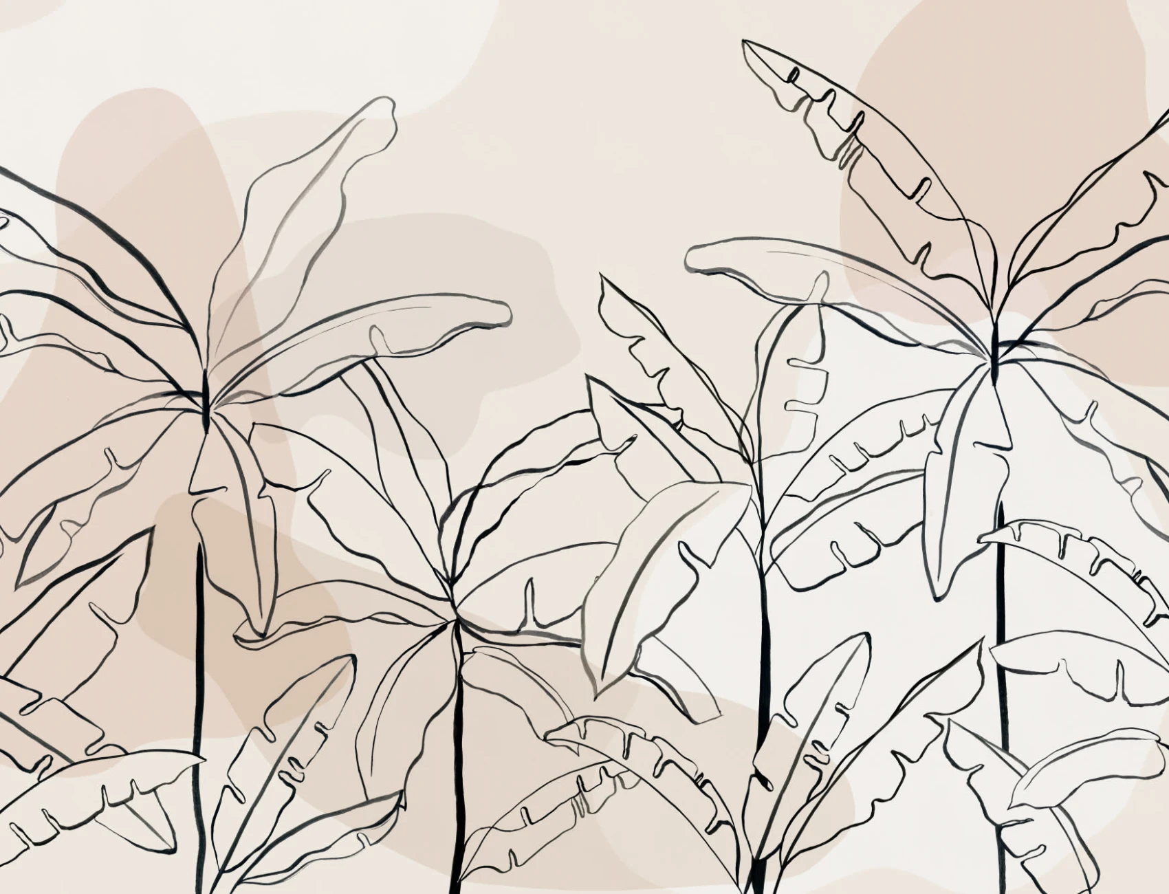 Neutral Pink Inky Tropical Wallpaper Mural